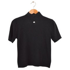 Iconic Courrèges 1960's Black Turtle Neck Knit Top