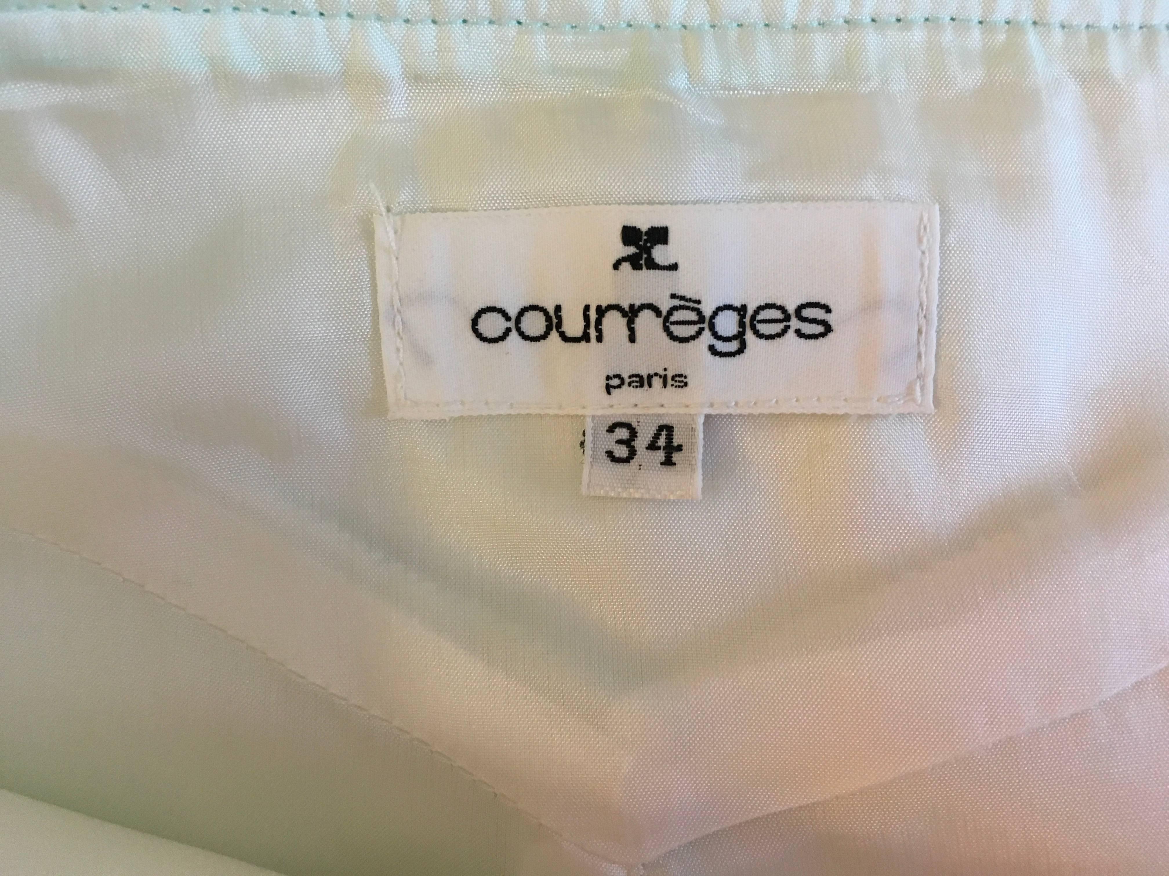 Courreges Sea Foam Aqua Mini Skirt   In Excellent Condition For Sale In Boca Raton, FL