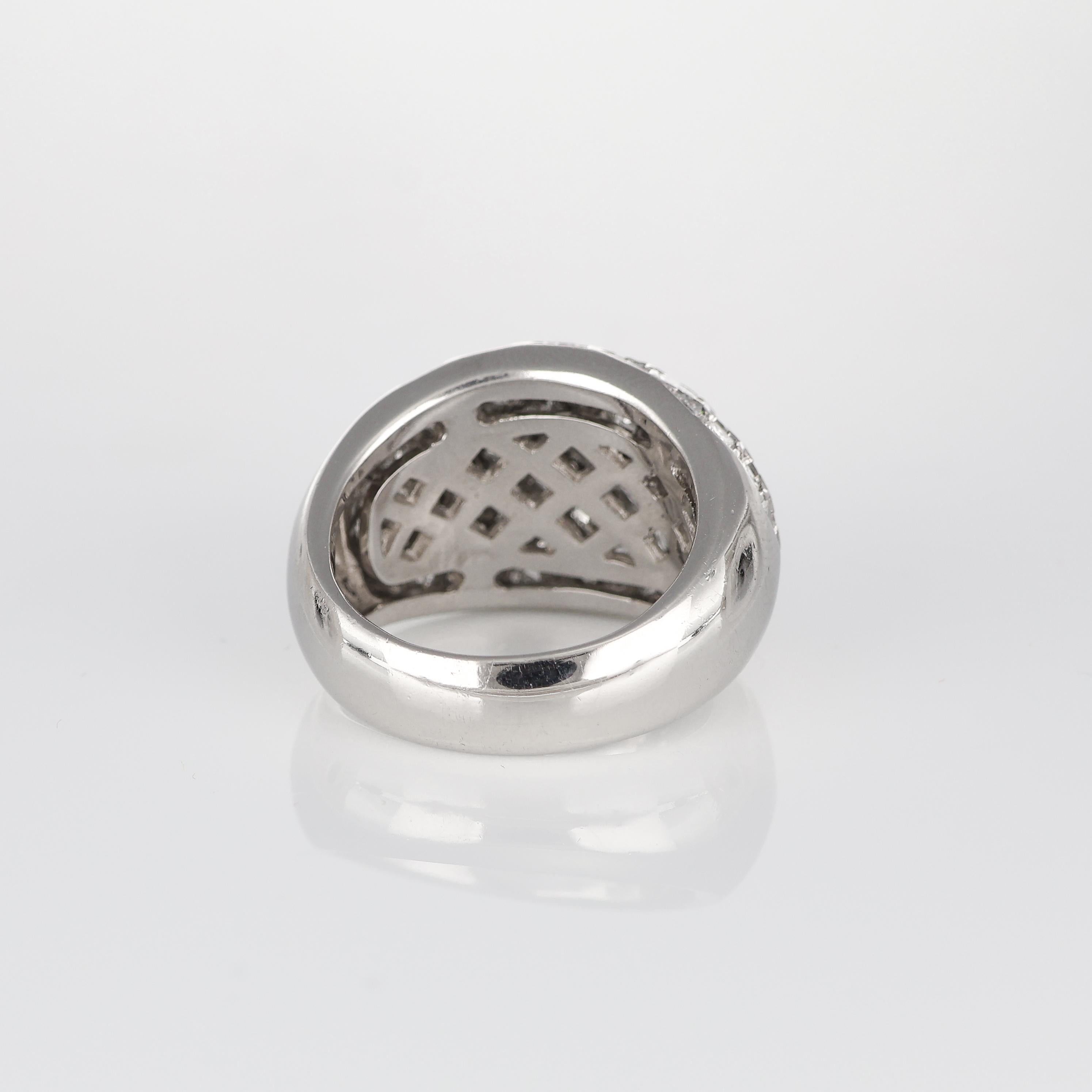 Women's or Men's Iconic Curnis White Gold Band Ring with 5.10 Carats of Diamonds For Sale