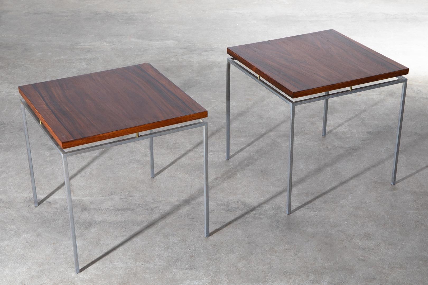 Beautifully crafted yet functional, this pair of Knud Joos side tables model 600, made by Jason Möbler, is sure to elevate your home decor to the next level. The Joos side tables are an iconic representation of Danish mid-century modern