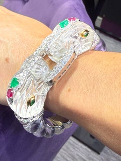 Iconic David Webb Rock Crystal Chimera Bangle
