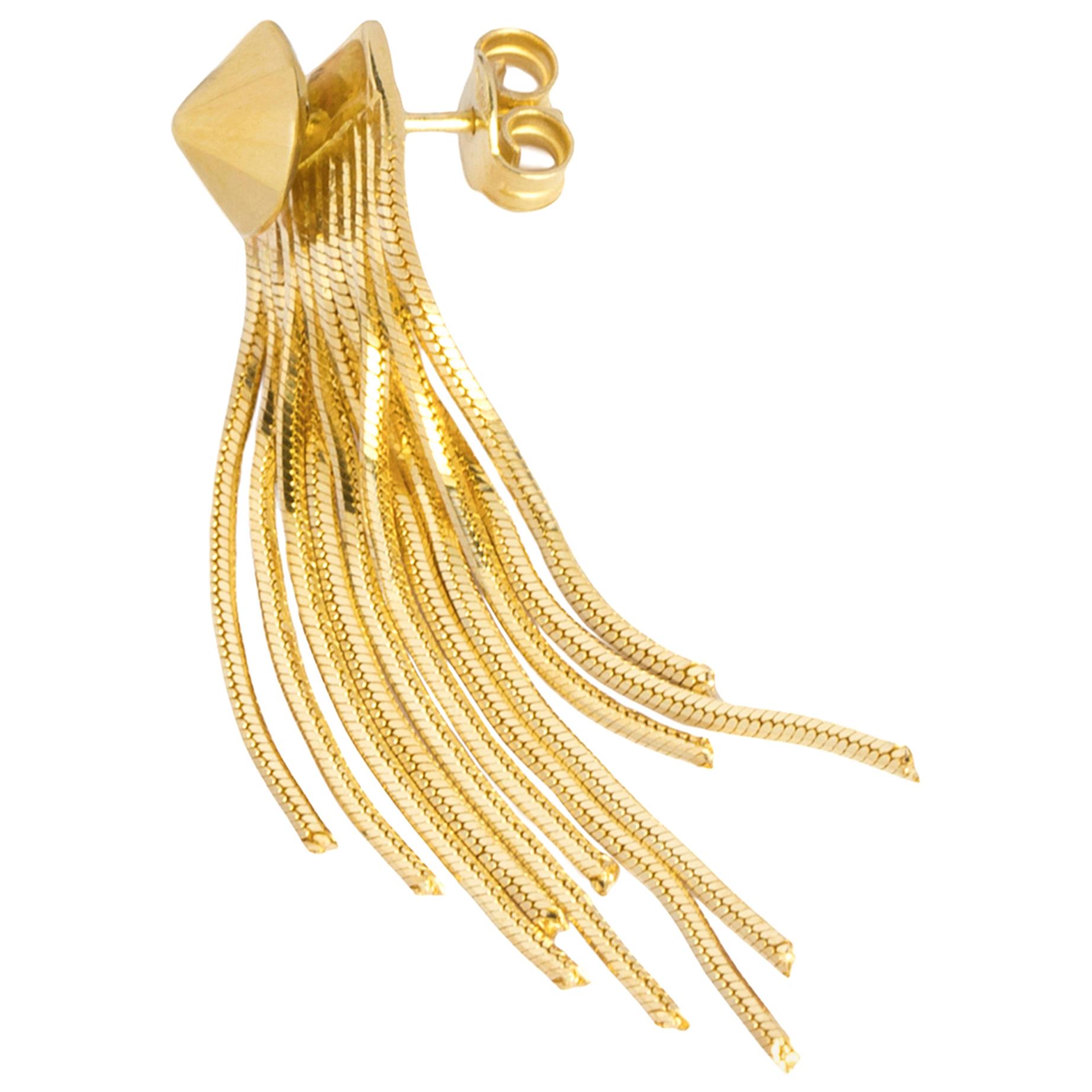 Iconic Design 18 Karat Gold Fringed Single Studded Earring from Iosselliani