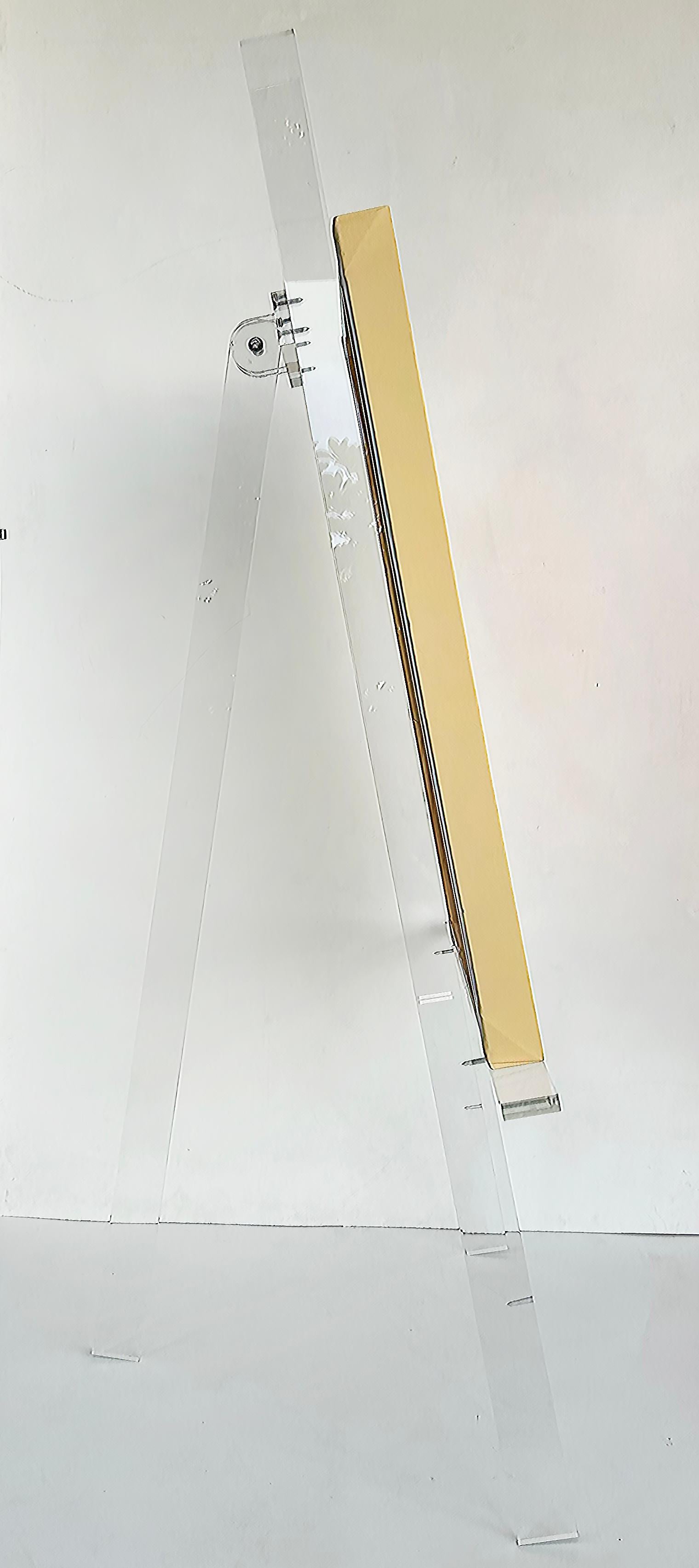 Metal Iconic Design Gallery Custom Made Folding Lucite Easel in the Mid-Century Style For Sale