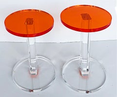 Iconic Design Gallery Custom Made Lucite Side Tables, Pair