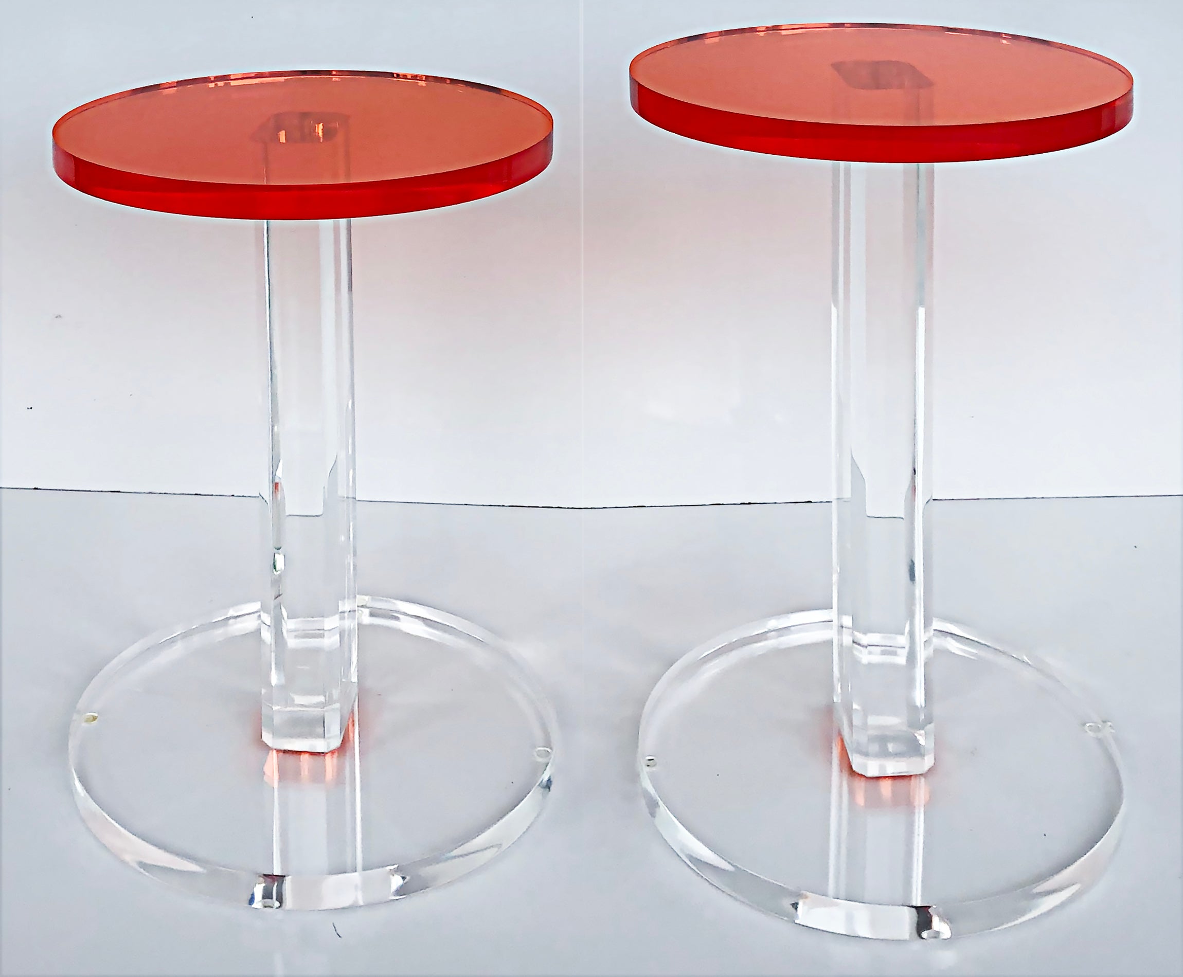 Modern Iconic Design Gallery Custom Made Lucite Side Tables, Pair For Sale