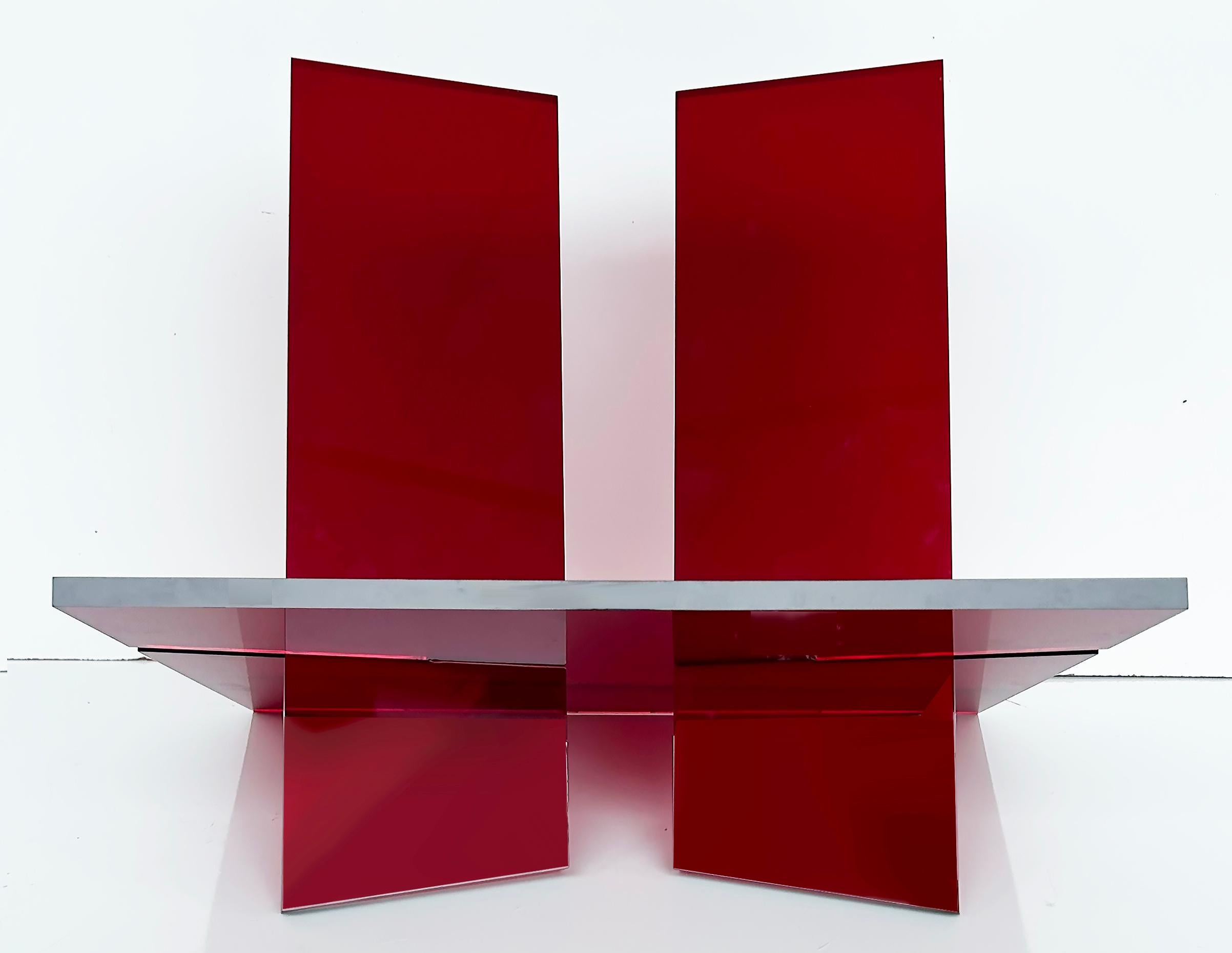 Iconic Design Gallery Custom Red Lucite Tabletop Book stand

Offered for sale is an Iconic Design Gallery custom-made tabletop book stand.  The one pictured is red Lucite, however, this is also available in clear or black Lucite.  Custom sizes and