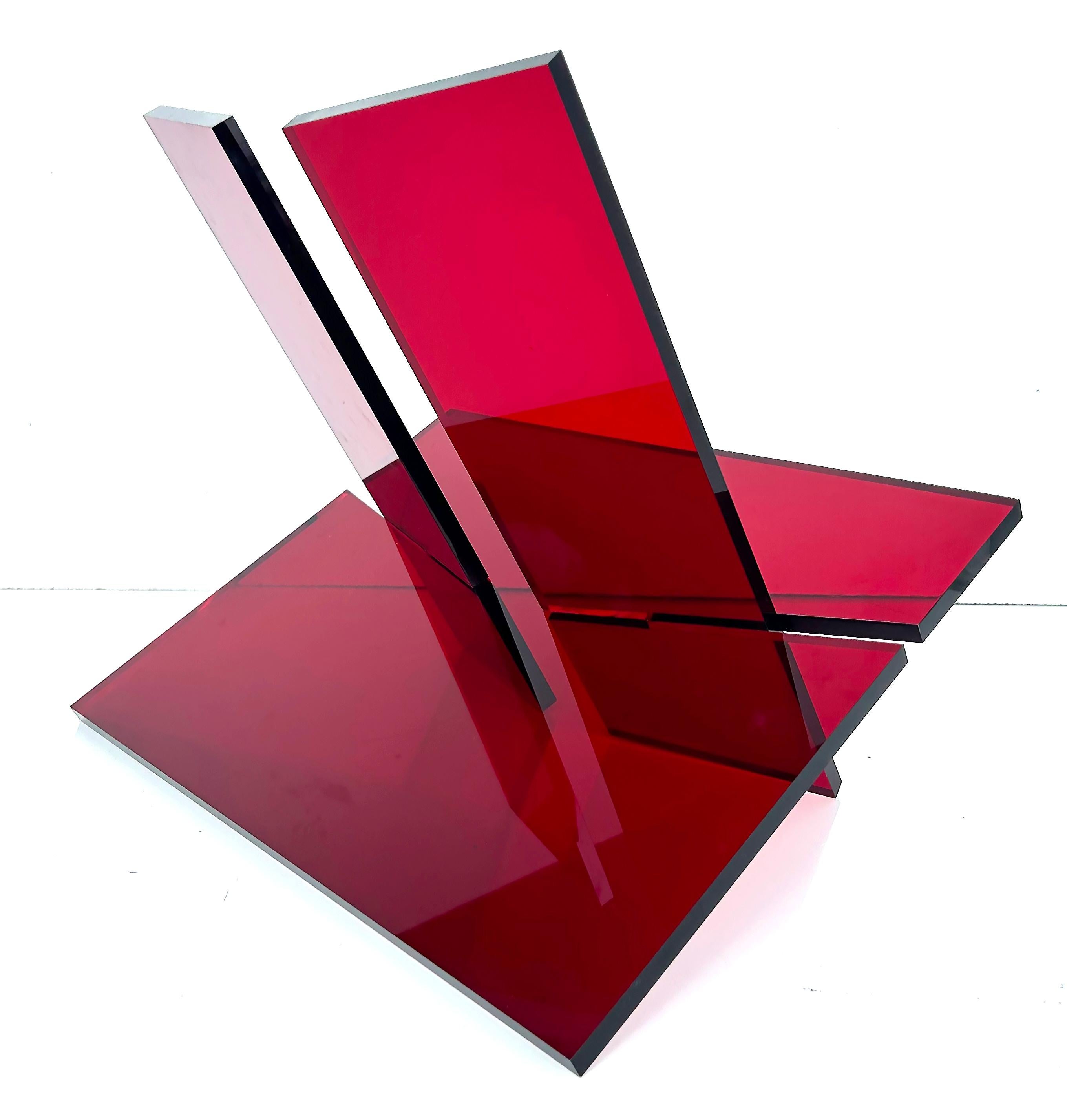 Iconic Design Gallery Custom Red Lucite Tabletop Book Stand In New Condition In Miami, FL