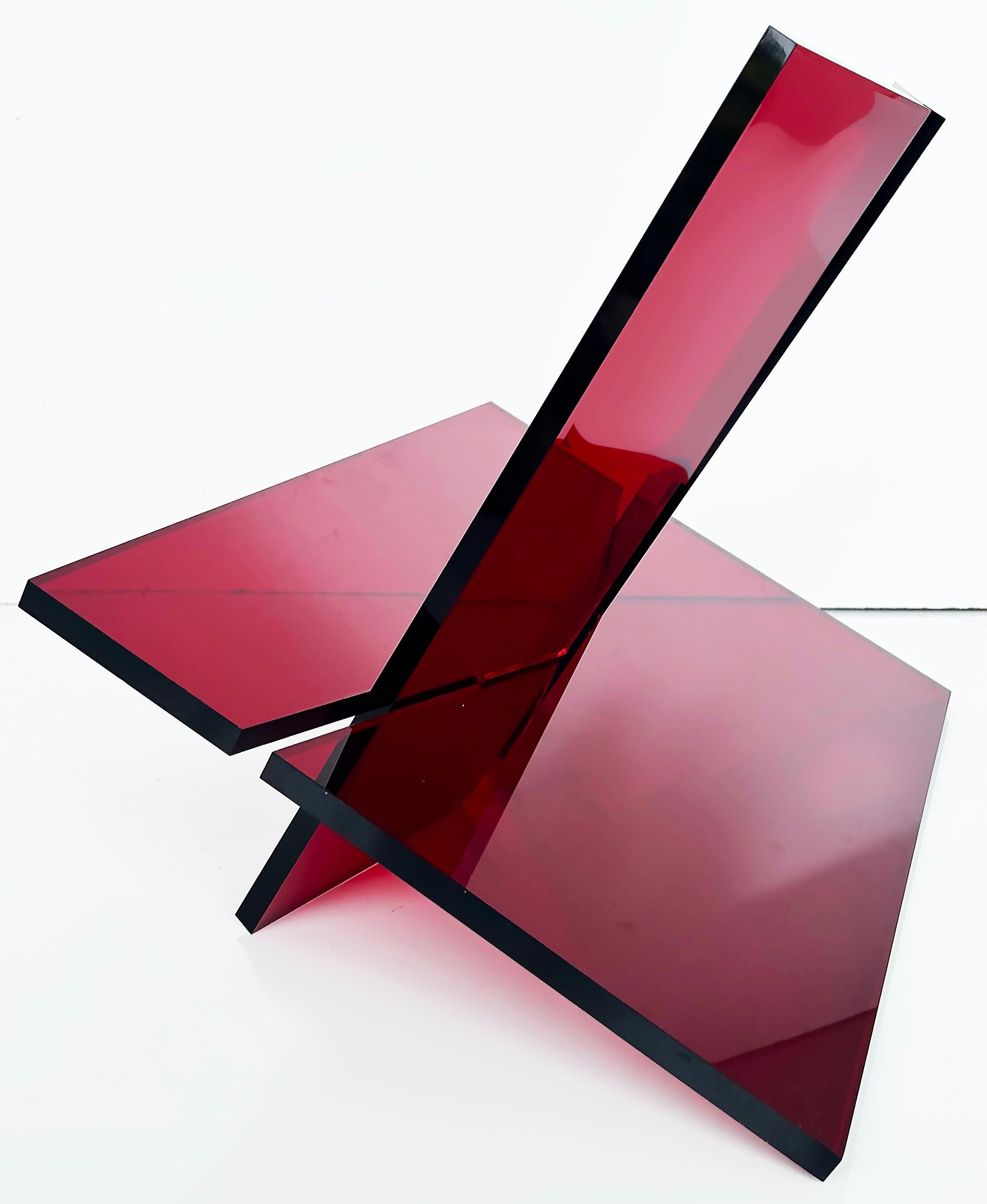 Iconic Design Gallery Custom Red Lucite Tabletop Book Stand For Sale 1