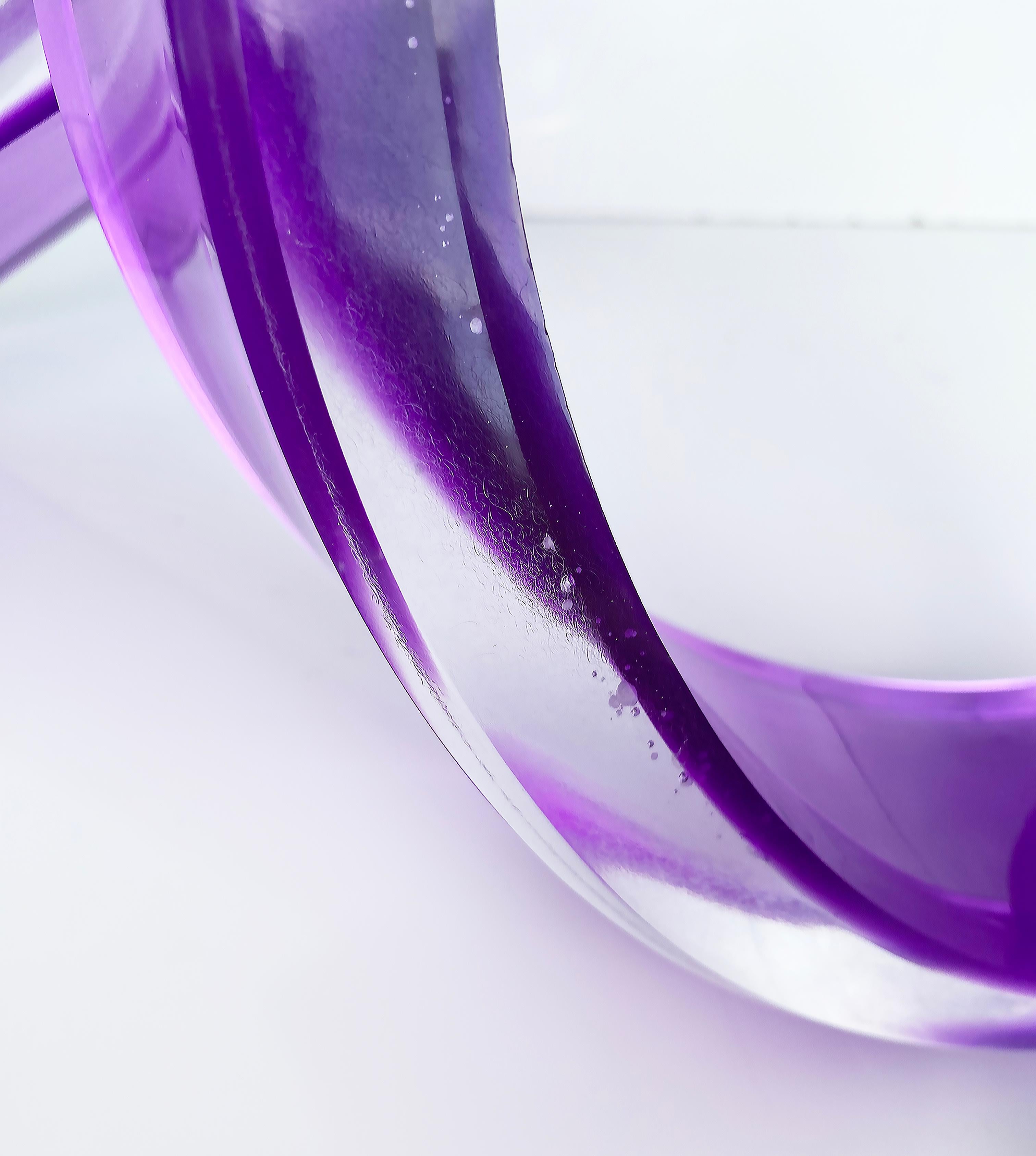 Iconic Design Thick Twisted Abstract Lucite Ribbon Sculpture, Purple  For Sale 4