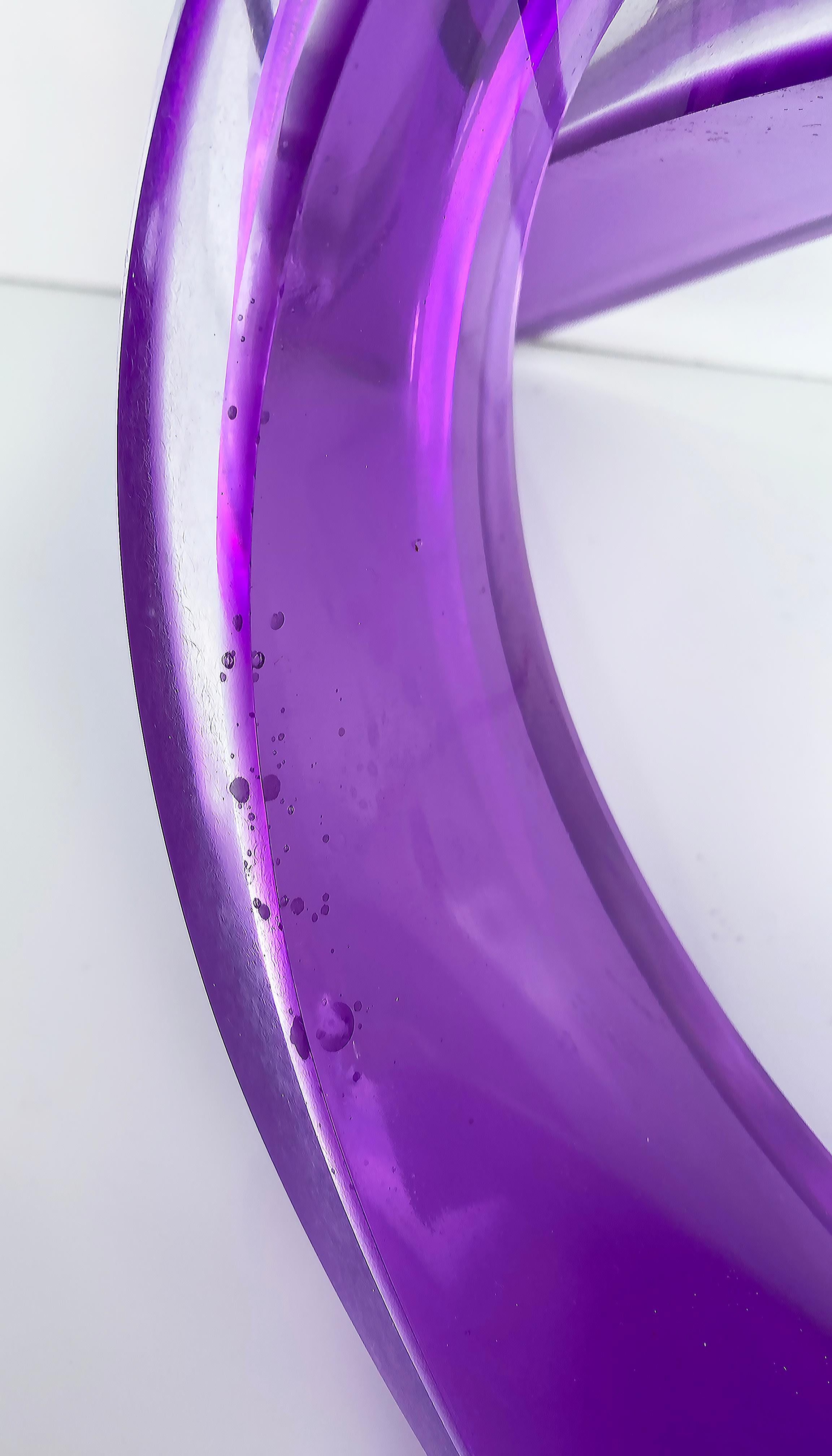 Iconic Design Thick Twisted Abstract Lucite Ribbon Sculpture, Purple  For Sale 5