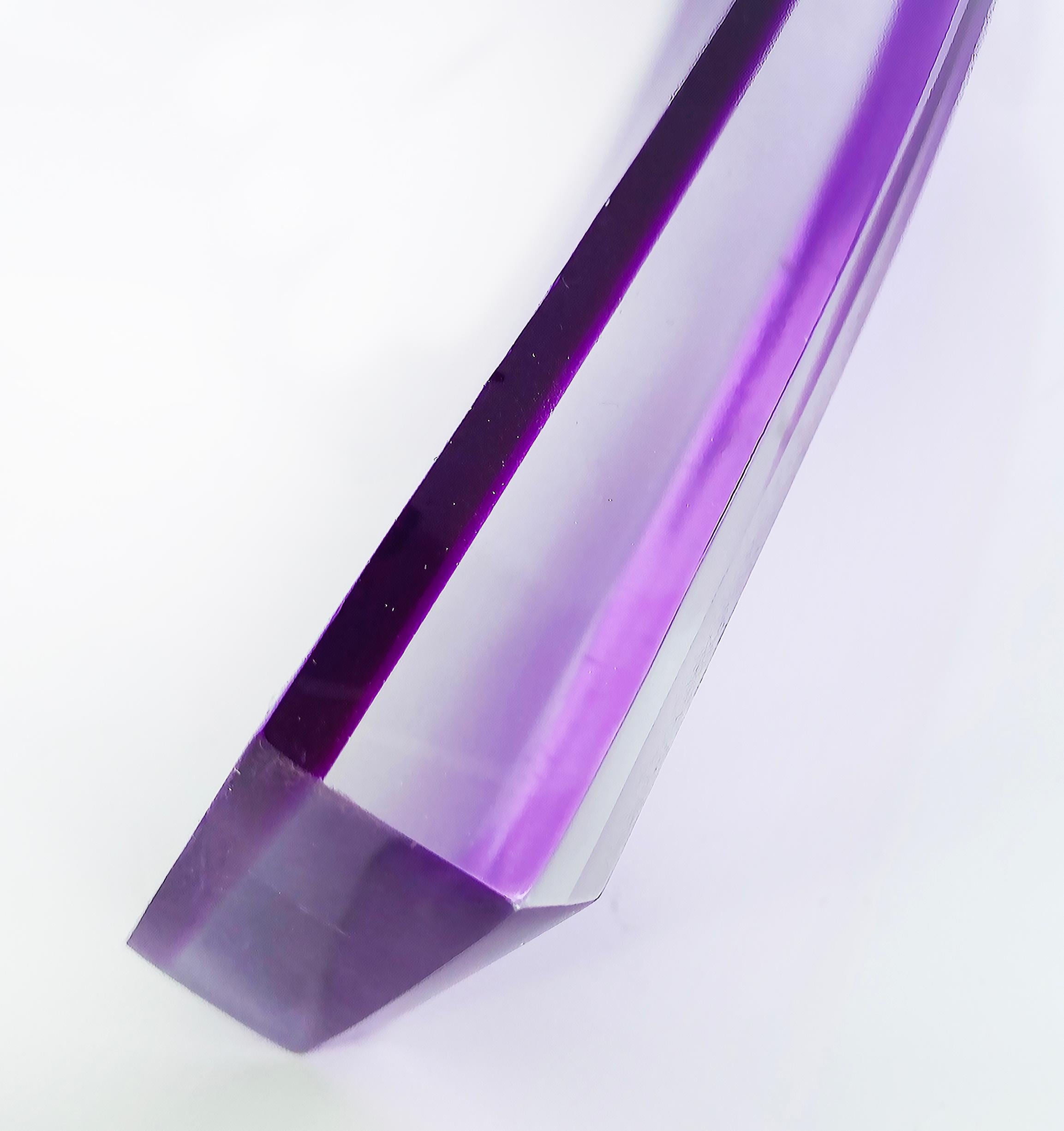 Iconic Design Thick Twisted Abstract Lucite Ribbon Sculpture, Purple  For Sale 6