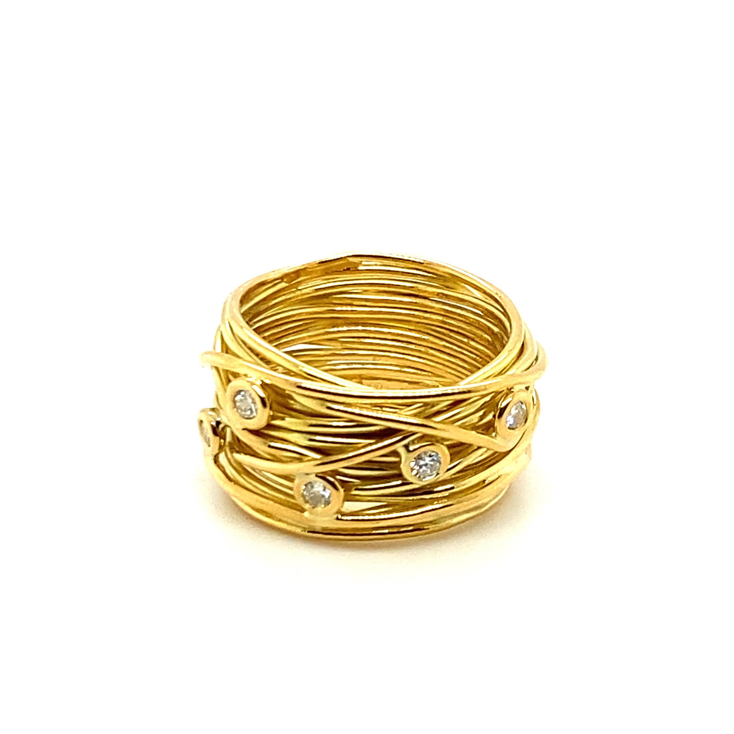 Ikonischer Diamant-Vogelnest-Ring von Devon aus 18 Karat Gelbgold (Zeitgenössisch) im Angebot