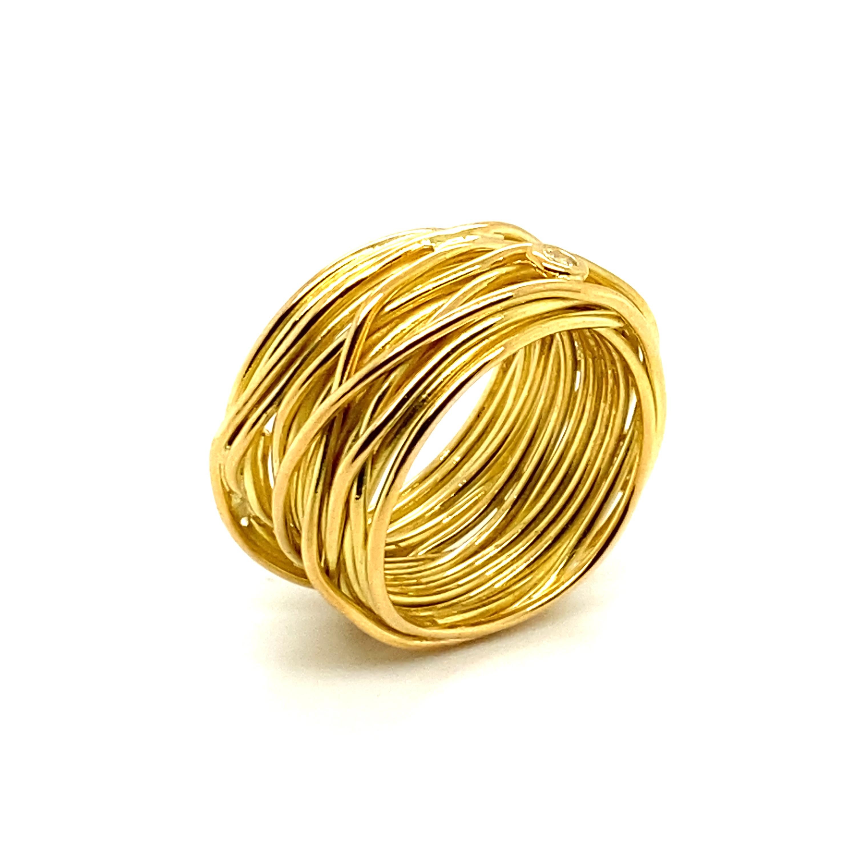 Contemporary Iconic Diamond Bird's Nest Ring by Devon in 18 Karat Yellow Gold For Sale