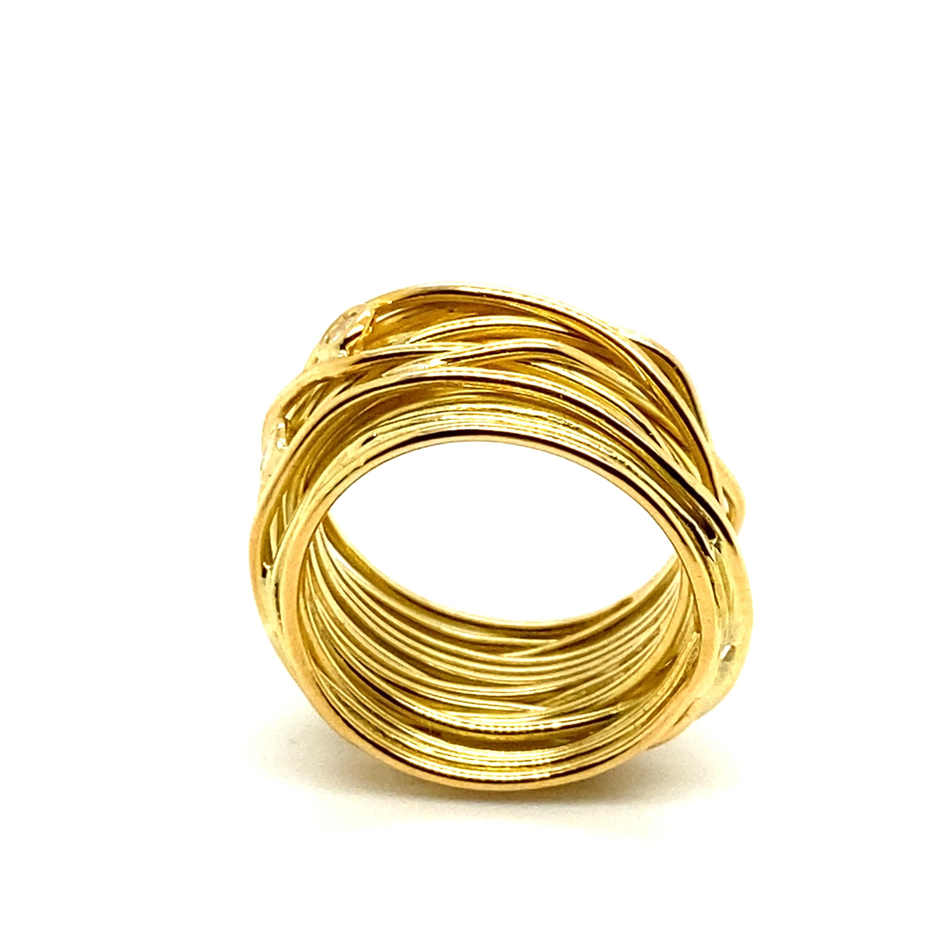 Women's or Men's Iconic Diamond Bird's Nest Ring by Devon in 18 Karat Yellow Gold For Sale