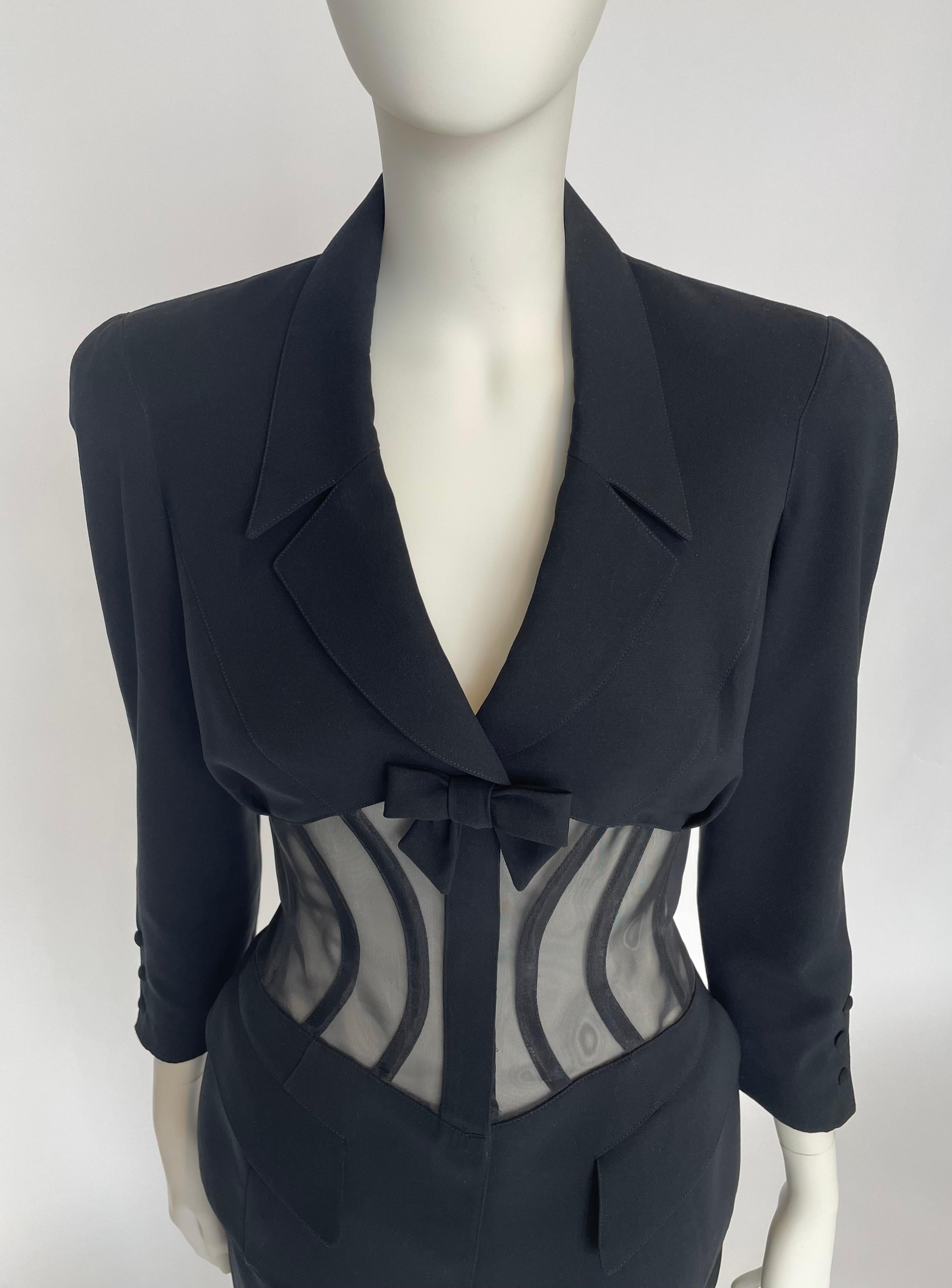 Iconic Documented Thierry Mugler Runway Sheer Boned Corset Skirt Suit, SS1995 For Sale 6