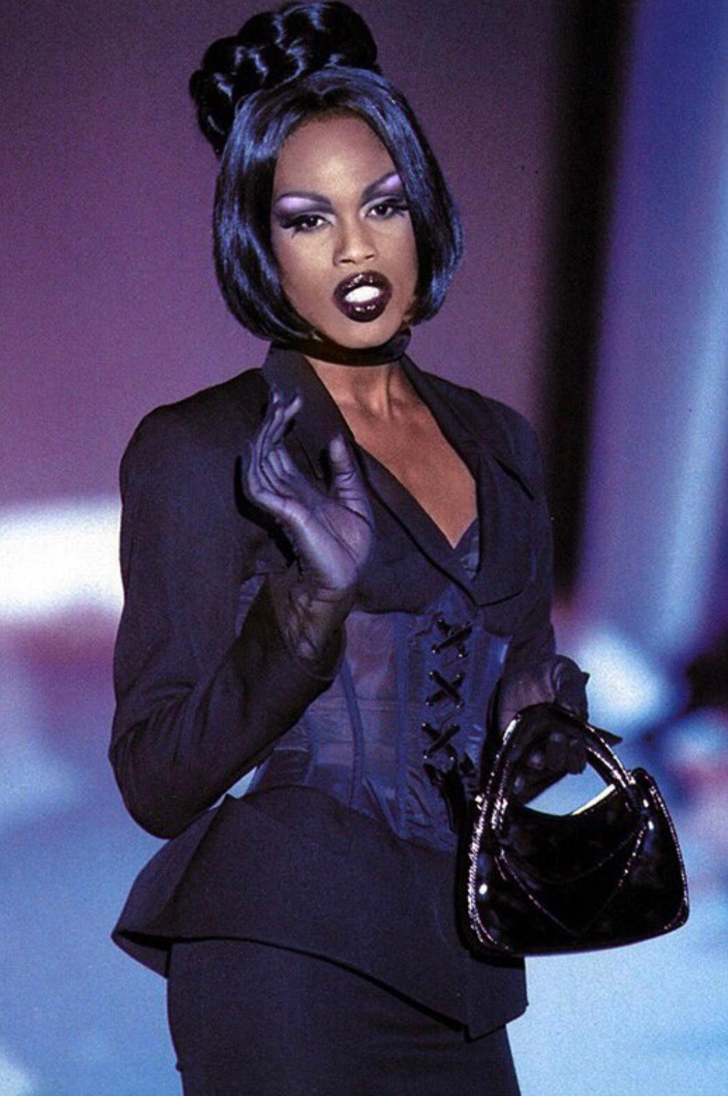 Iconic Documented Thierry Mugler Runway Sheer Boned Corset Skirt Suit, SS1995 For Sale 9