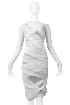 Iconic Dolce & Gabbana White Mesh Sheer Mummy Dress