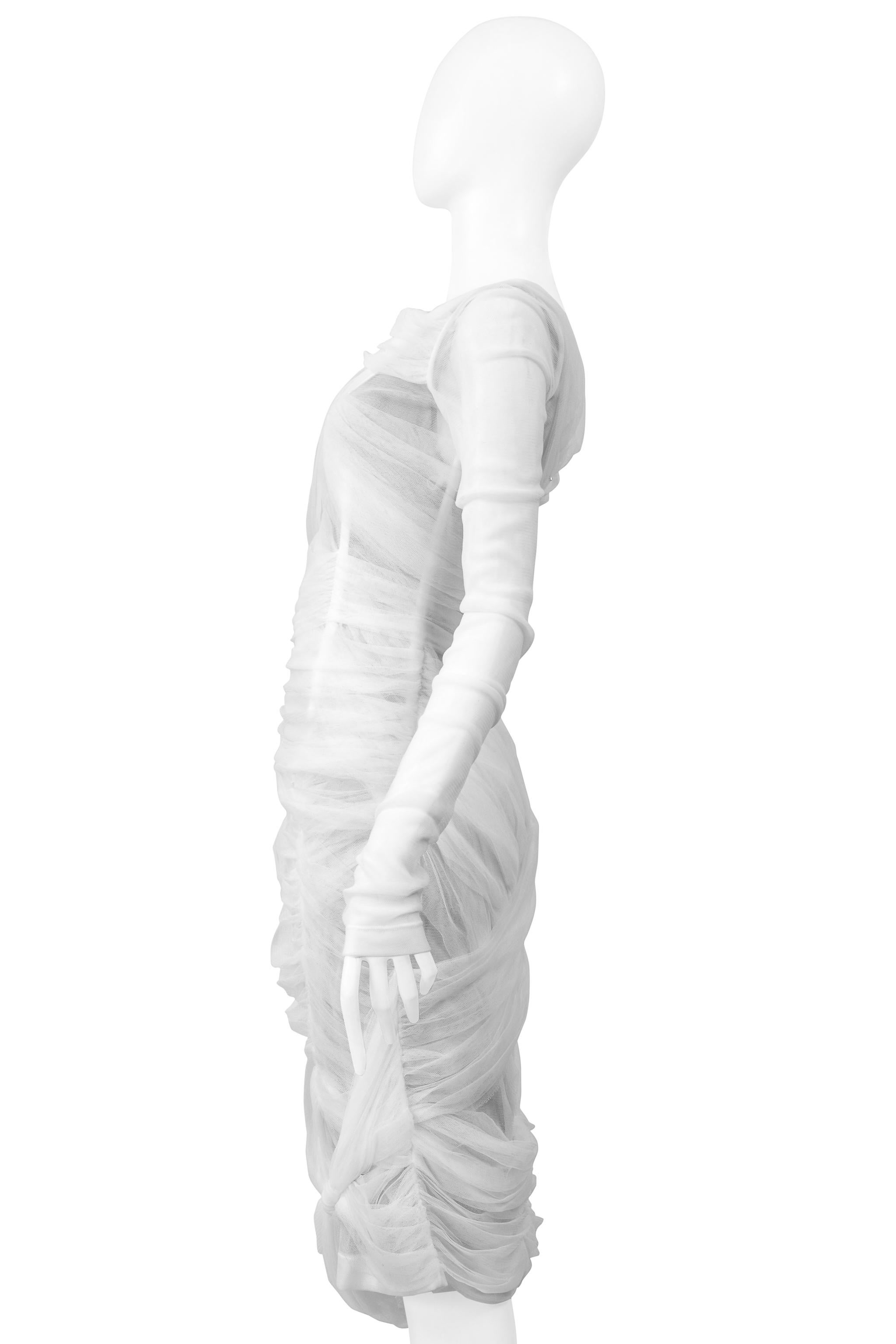 Iconic Dolce & Gabbana White Mesh Sheer Mummy Dress For Sale 1