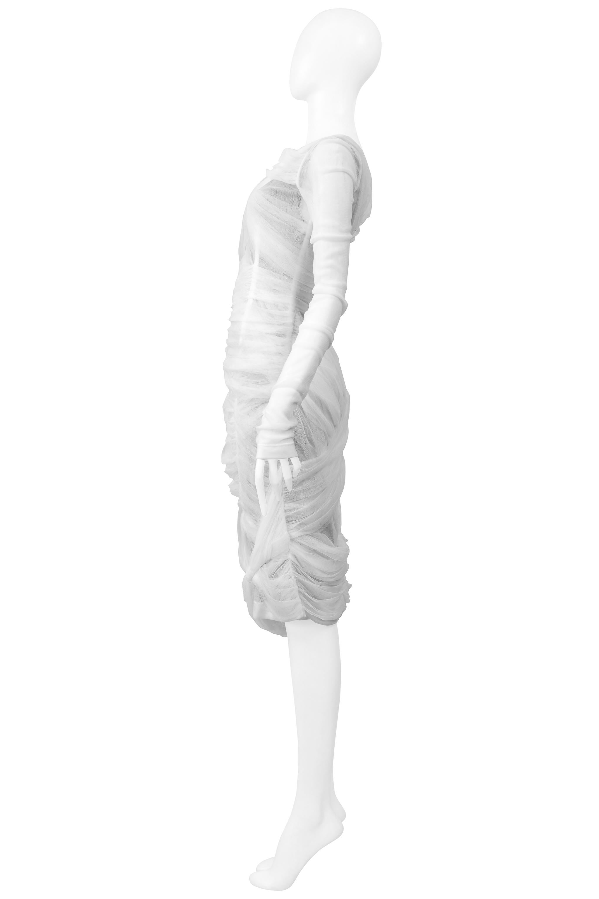 Iconic Dolce & Gabbana White Mesh Sheer Mummy Dress For Sale 2