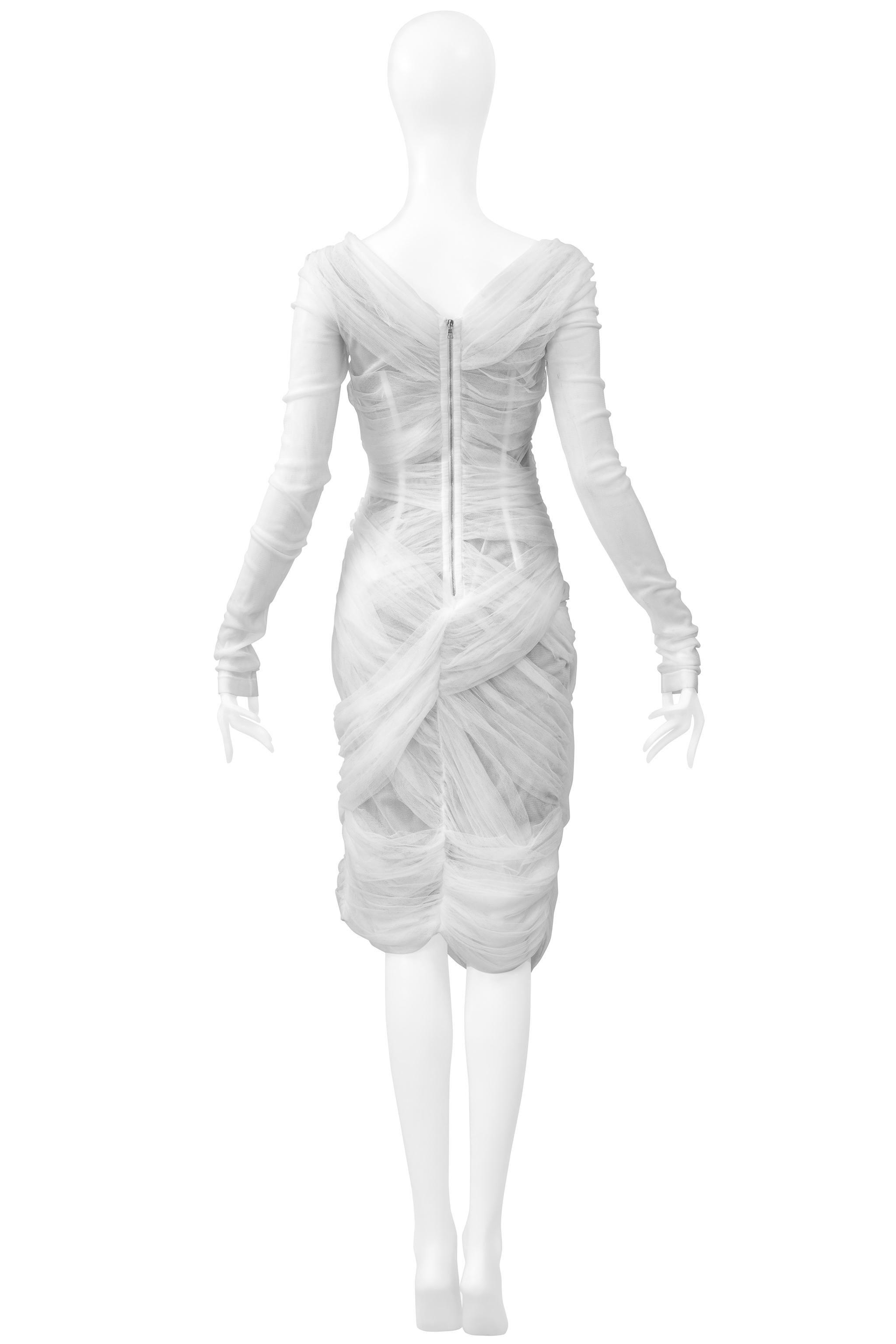 Iconic Dolce & Gabbana White Mesh Sheer Mummy Dress For Sale 4