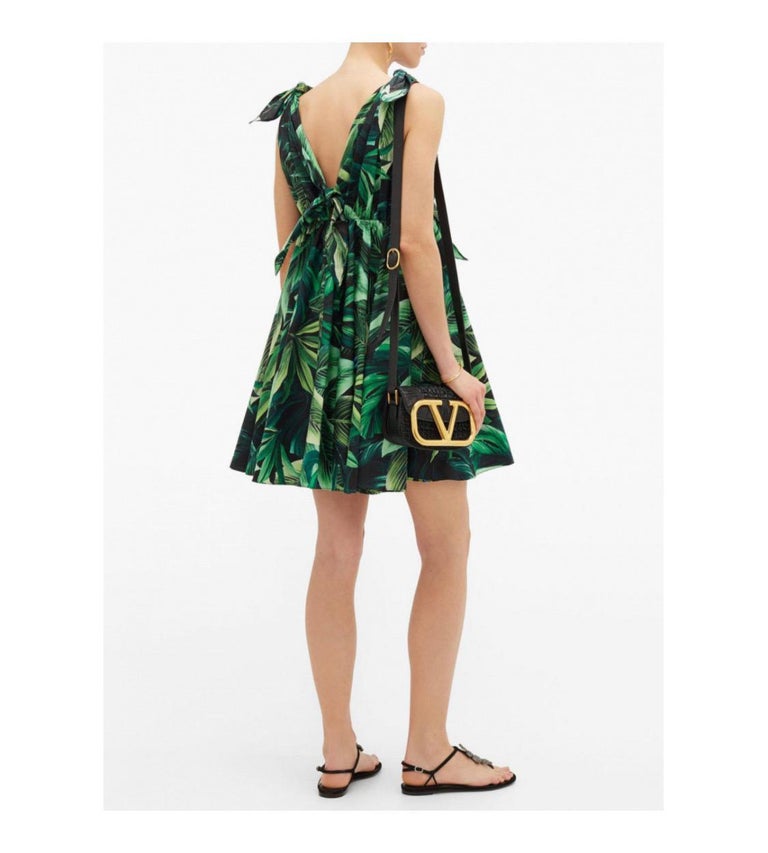 slim fit dress slacks Dolce & Gabbana A-Line Banana Leaf Pineapple Crystal Dress IT36 main image 0