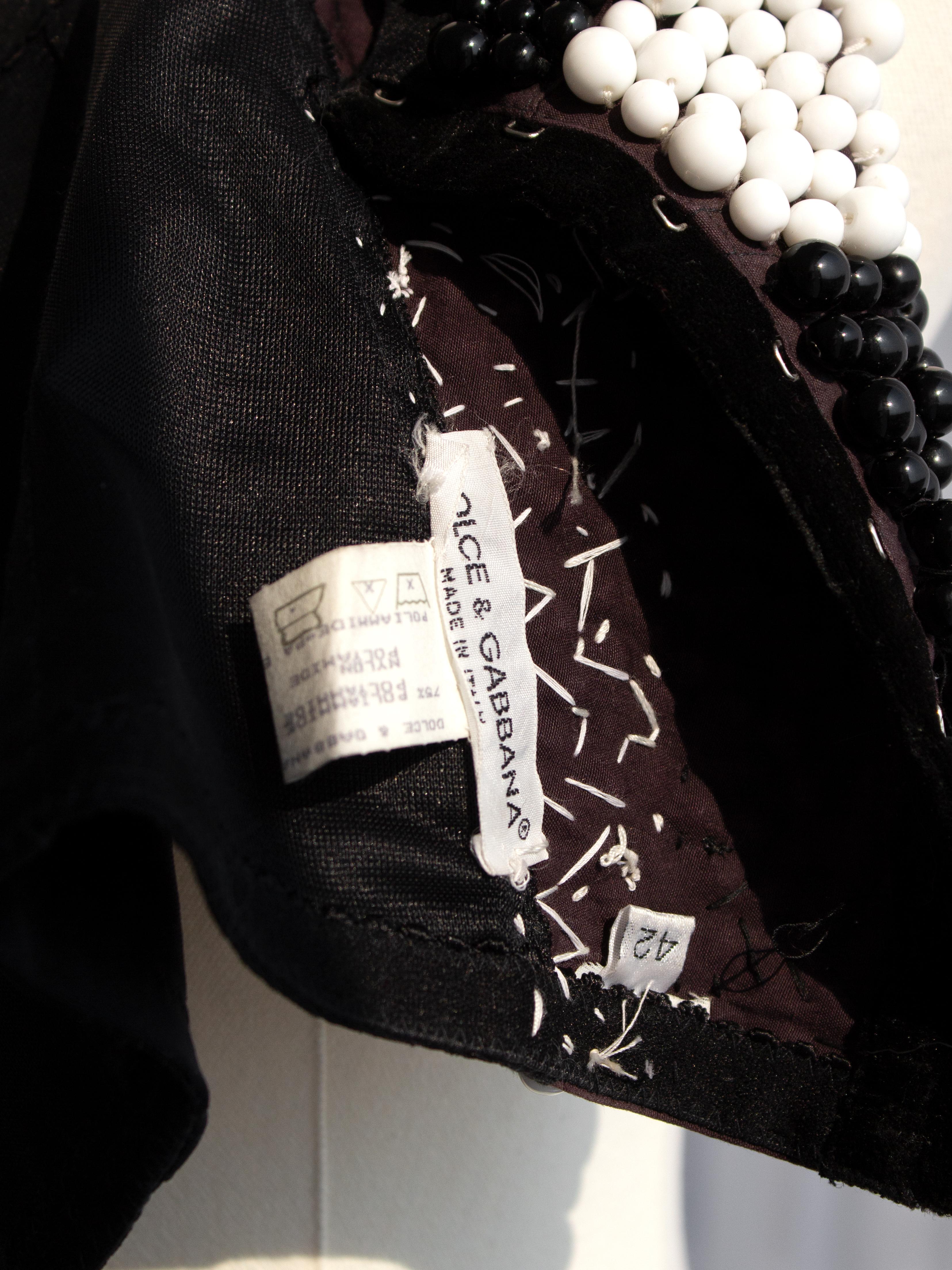Iconic Dolce&Gabbana S/S 1991 Black White Checkered Beaded Bustier Top For Sale 8