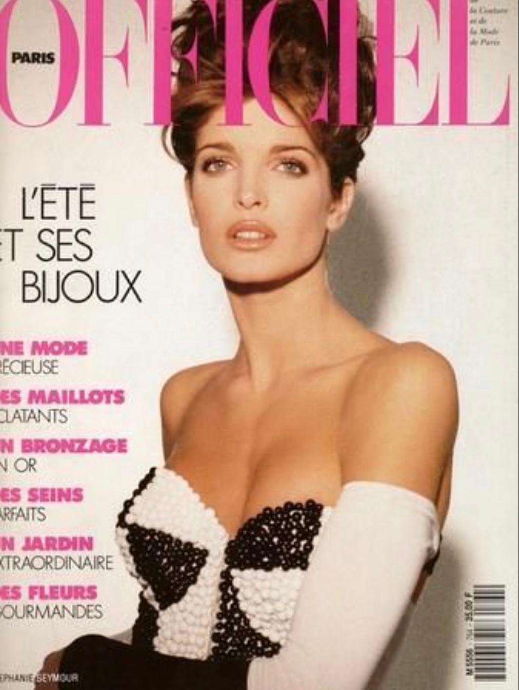 This iconic black and white beaded bustier top is a standout piece from the Dolce & Gabbana Spring/Summer 1991 collection, famously worn by supermodels Linda Evangelista and Stephanie Seymour. The cropped bustier is meticulously adorned with black