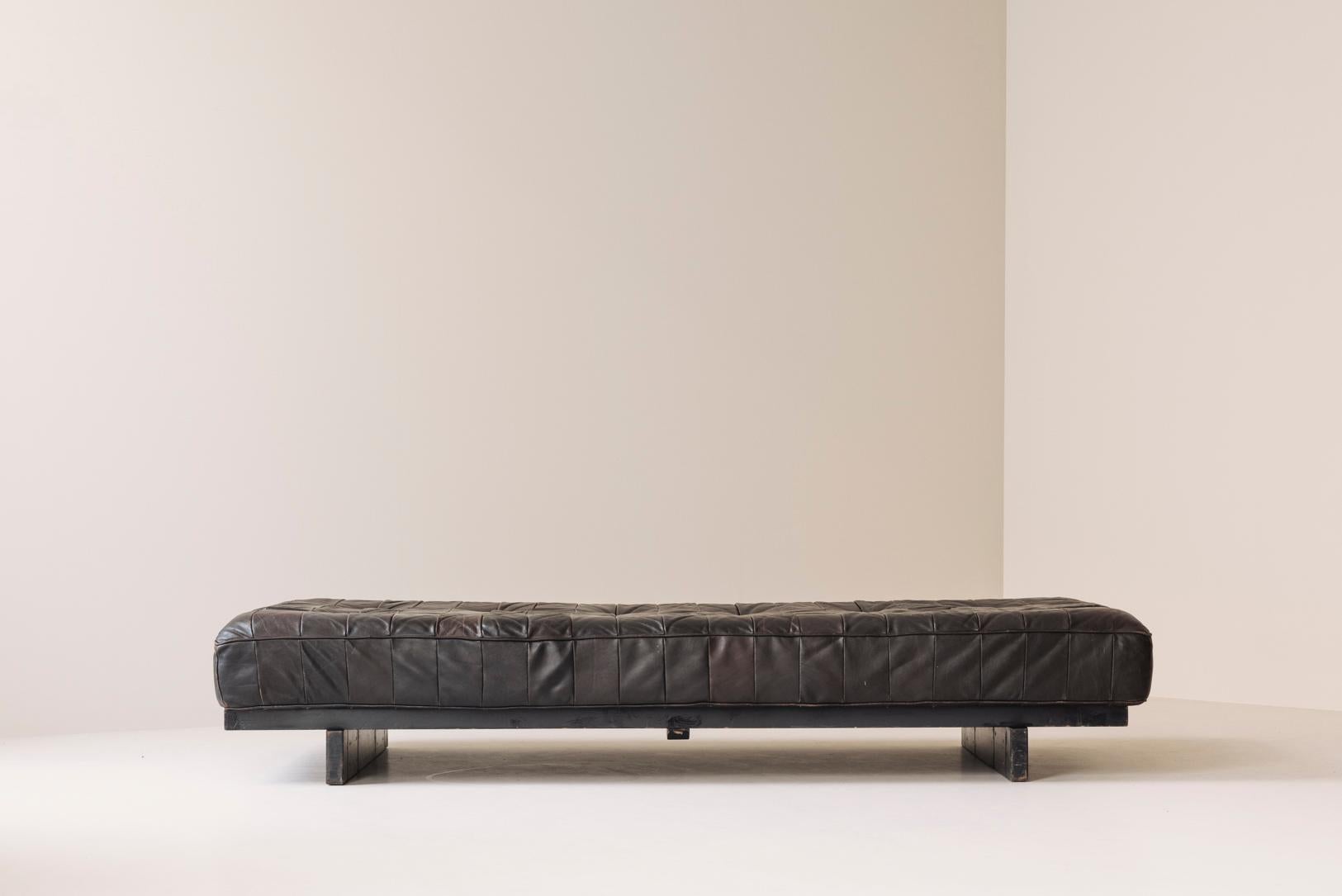 Mid-Century Modern Iconic DS-80 leather patchwork daybed by De Sede, Switzerland 1970s.