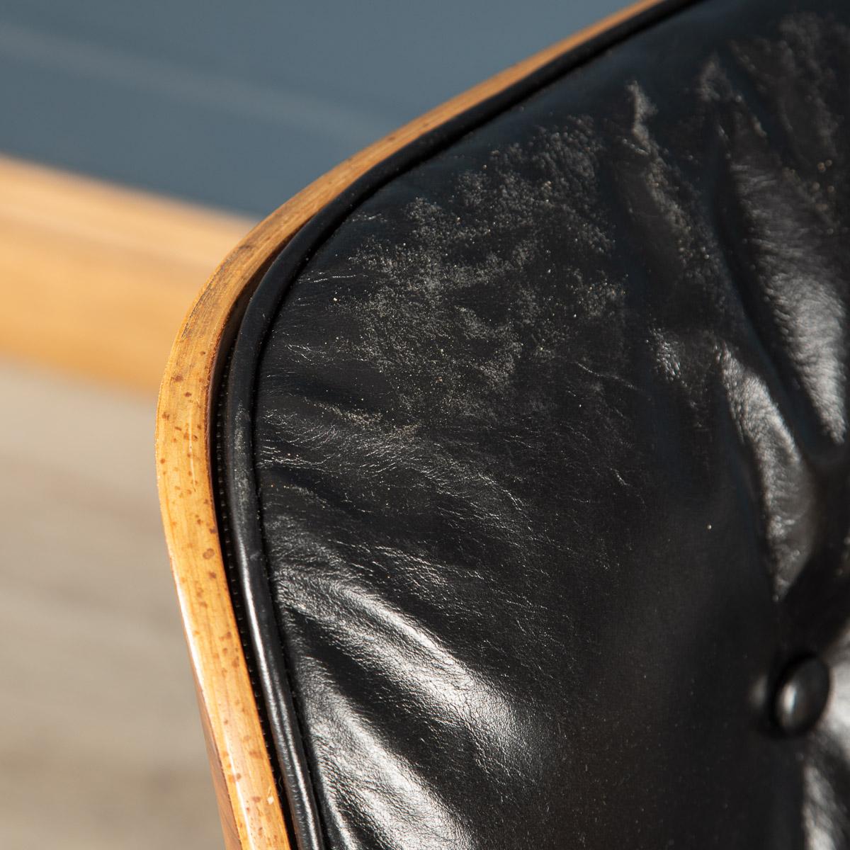 Iconic Eames Black Leather Lounge Chair by Mobilier International, c.1980 For Sale 6