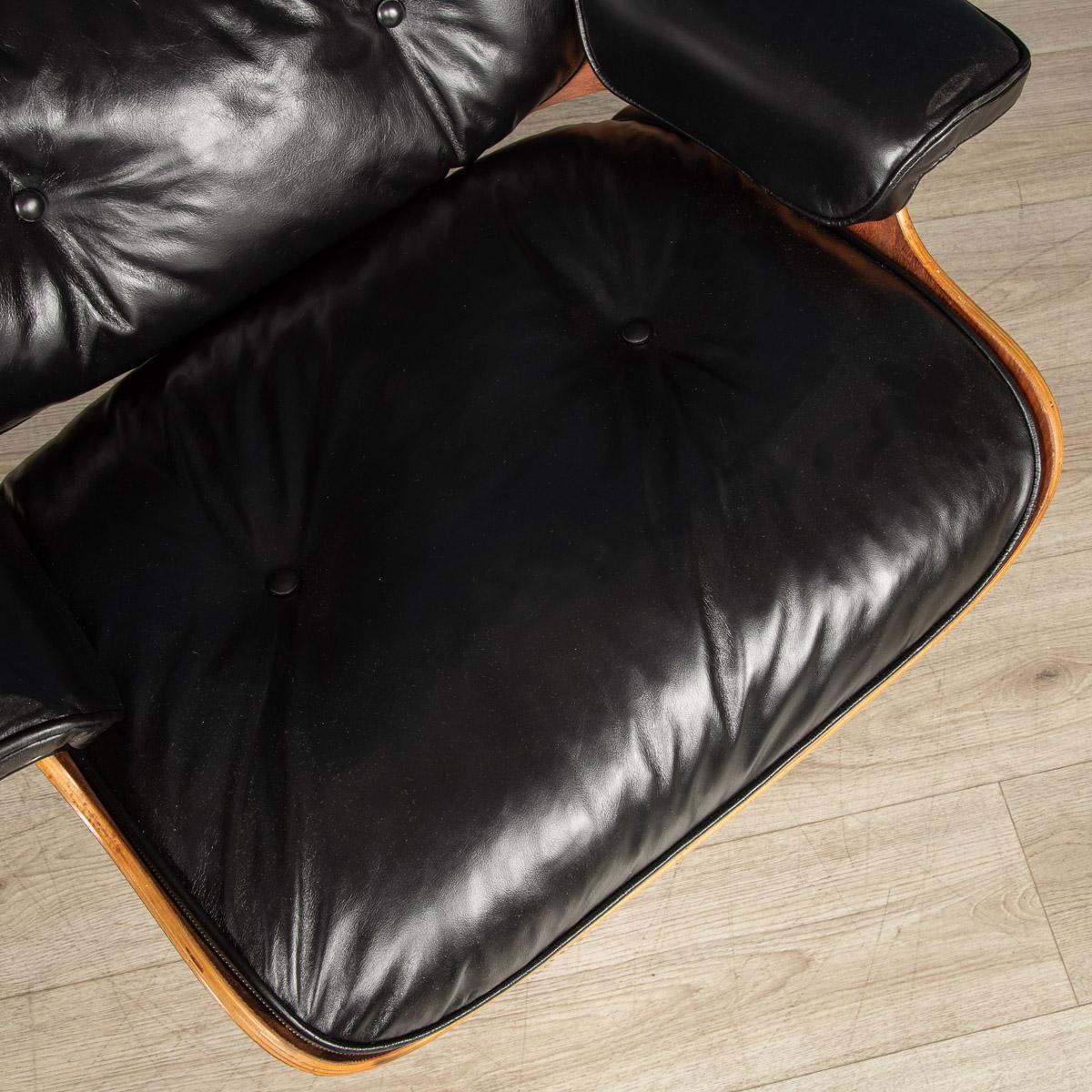 Iconic Eames Black Leather Lounge Chair by Mobilier International, c.1980 For Sale 1