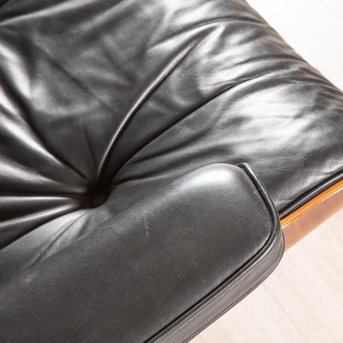 Iconic Eames Black Leather Lounge Chair by Vitra, c.1980 4