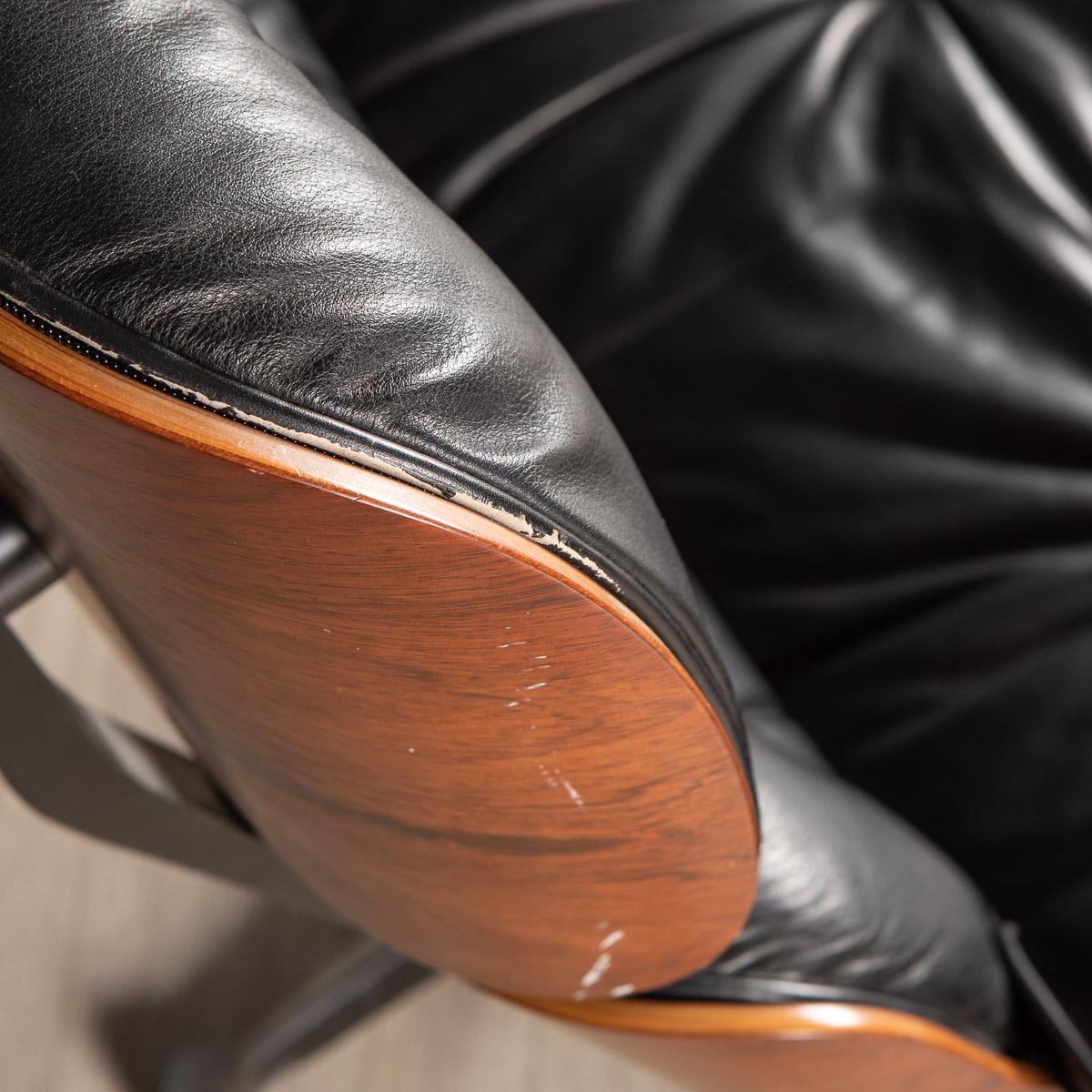 Iconic Eames Black Leather Lounge Chair by Vitra, c.1980 5