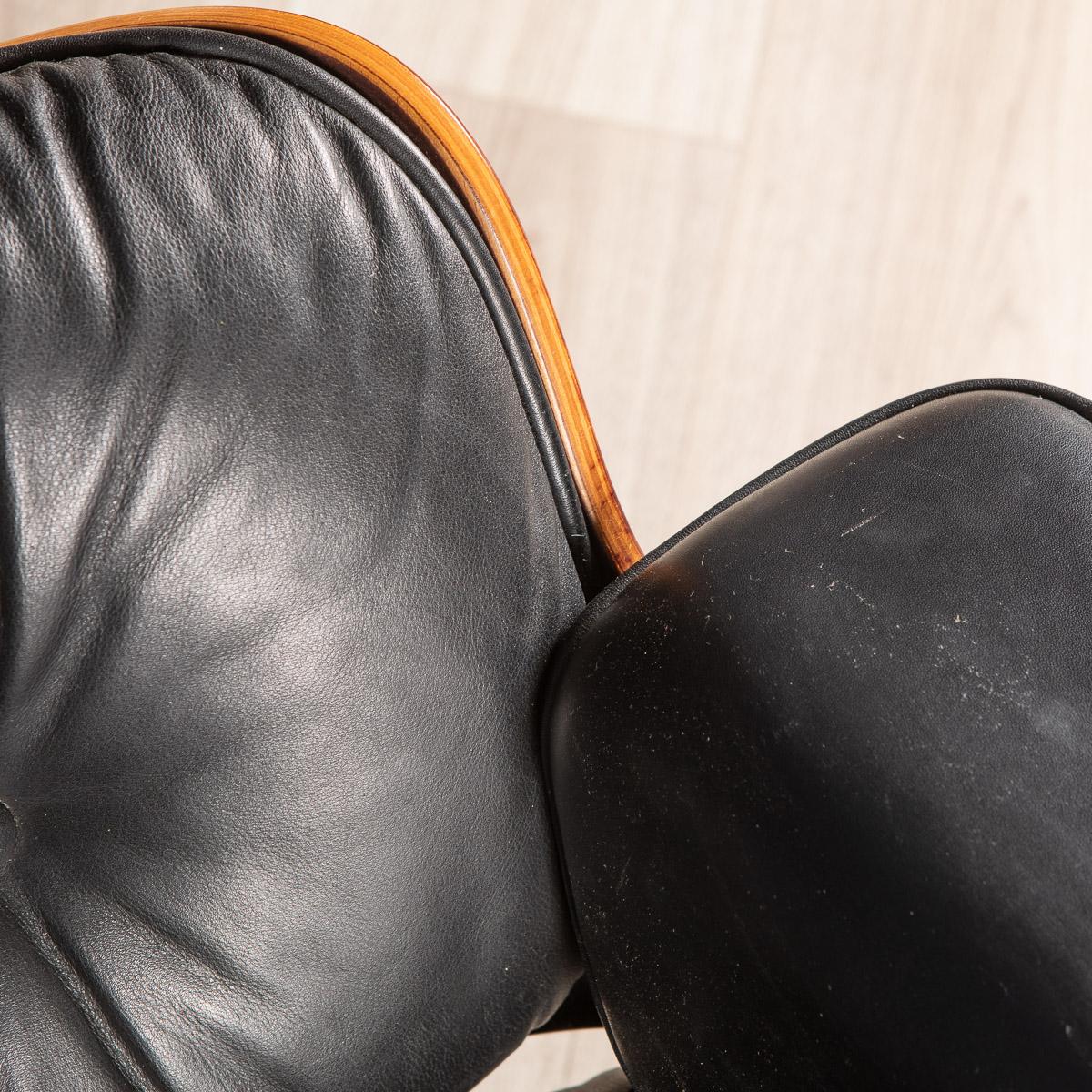 Iconic Eames Black Leather Lounge Chair by Vitra, c.1980 6