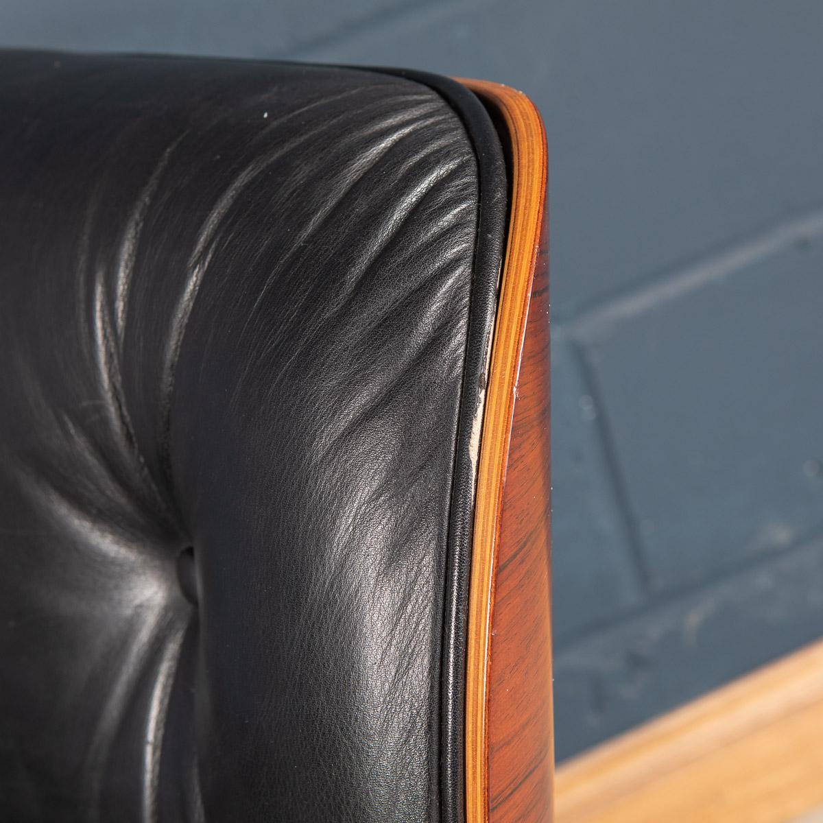 Iconic Eames Black Leather Lounge Chair by Vitra, c.1980 7