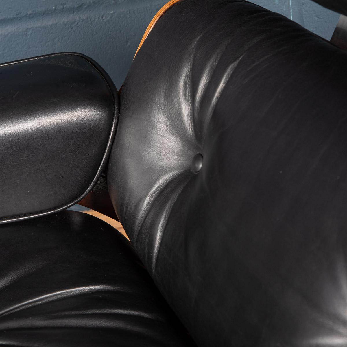 Iconic Eames Black Leather Lounge Chair by Vitra, c.1980 8