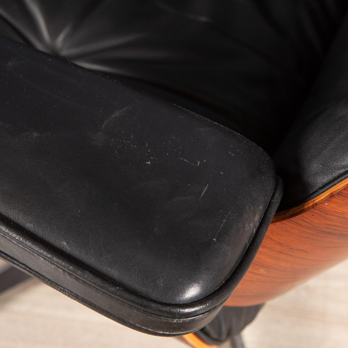 Iconic Eames Black Leather Lounge Chair by Vitra, c.1980 9