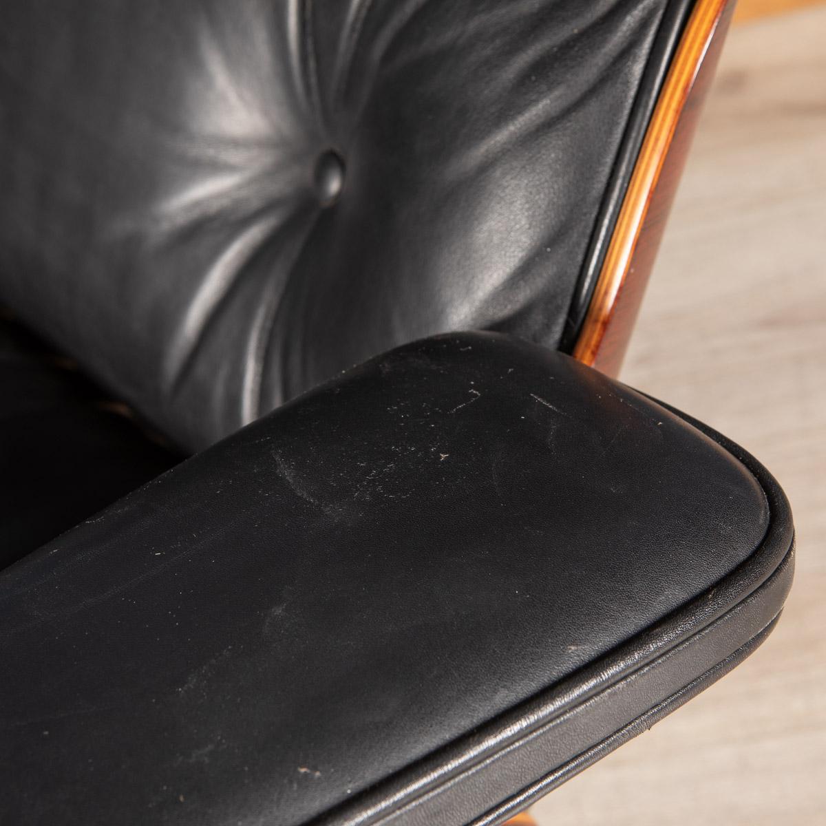 Iconic Eames Black Leather Lounge Chair by Vitra, c.1980 10