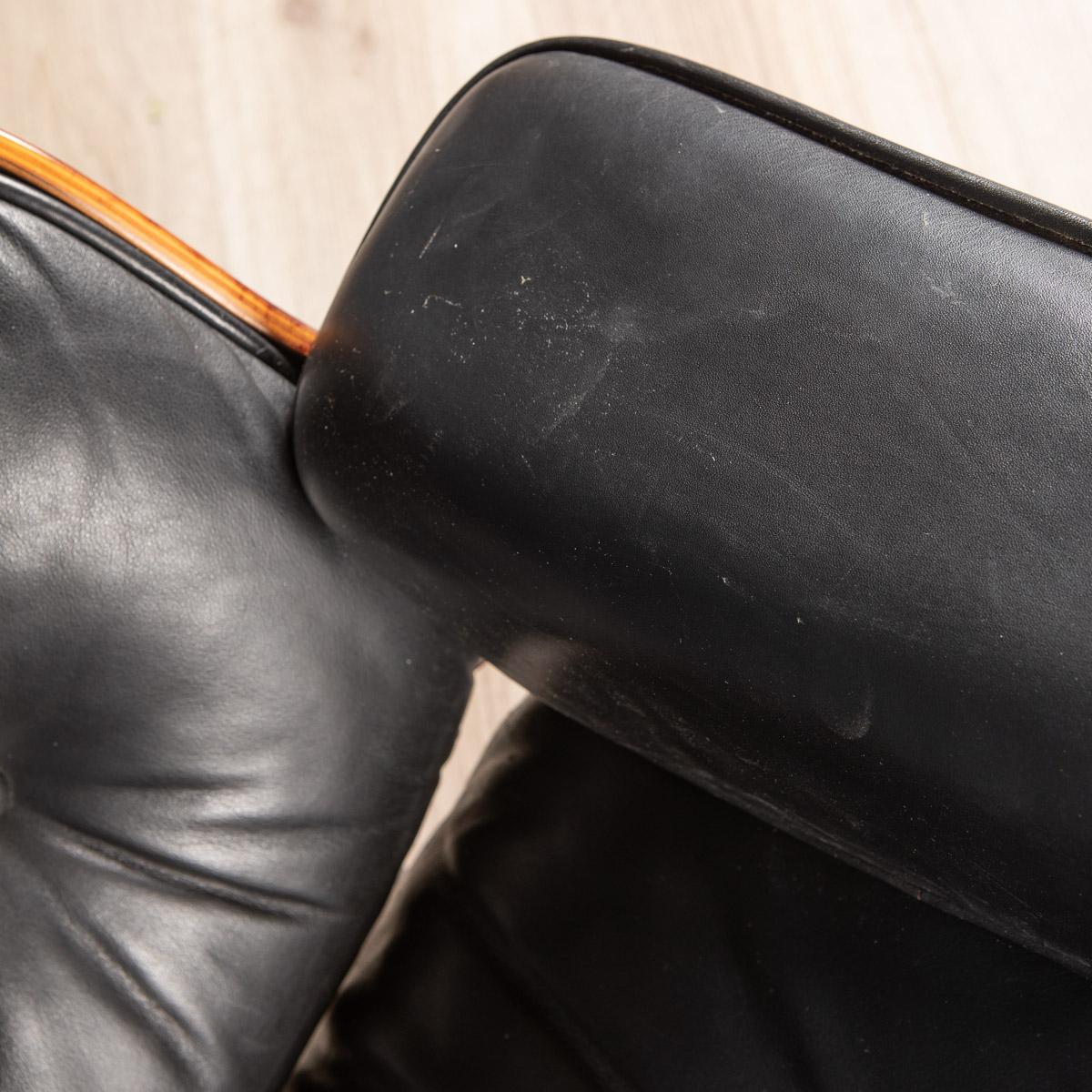 Iconic Eames Black Leather Lounge Chair by Vitra, c.1980 11