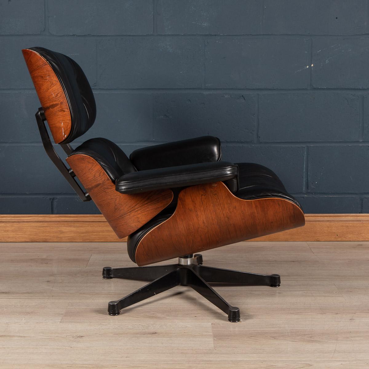 Iconic Eames Black Leather Lounge Chair by Vitra, c.1980 1