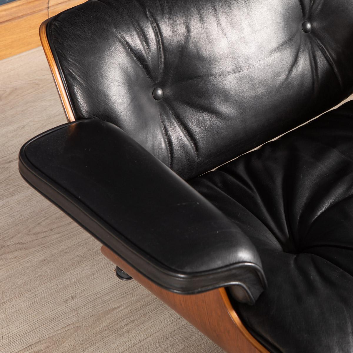 Iconic Eames Black Leather Lounge Chair by Vitra, c.1980 3