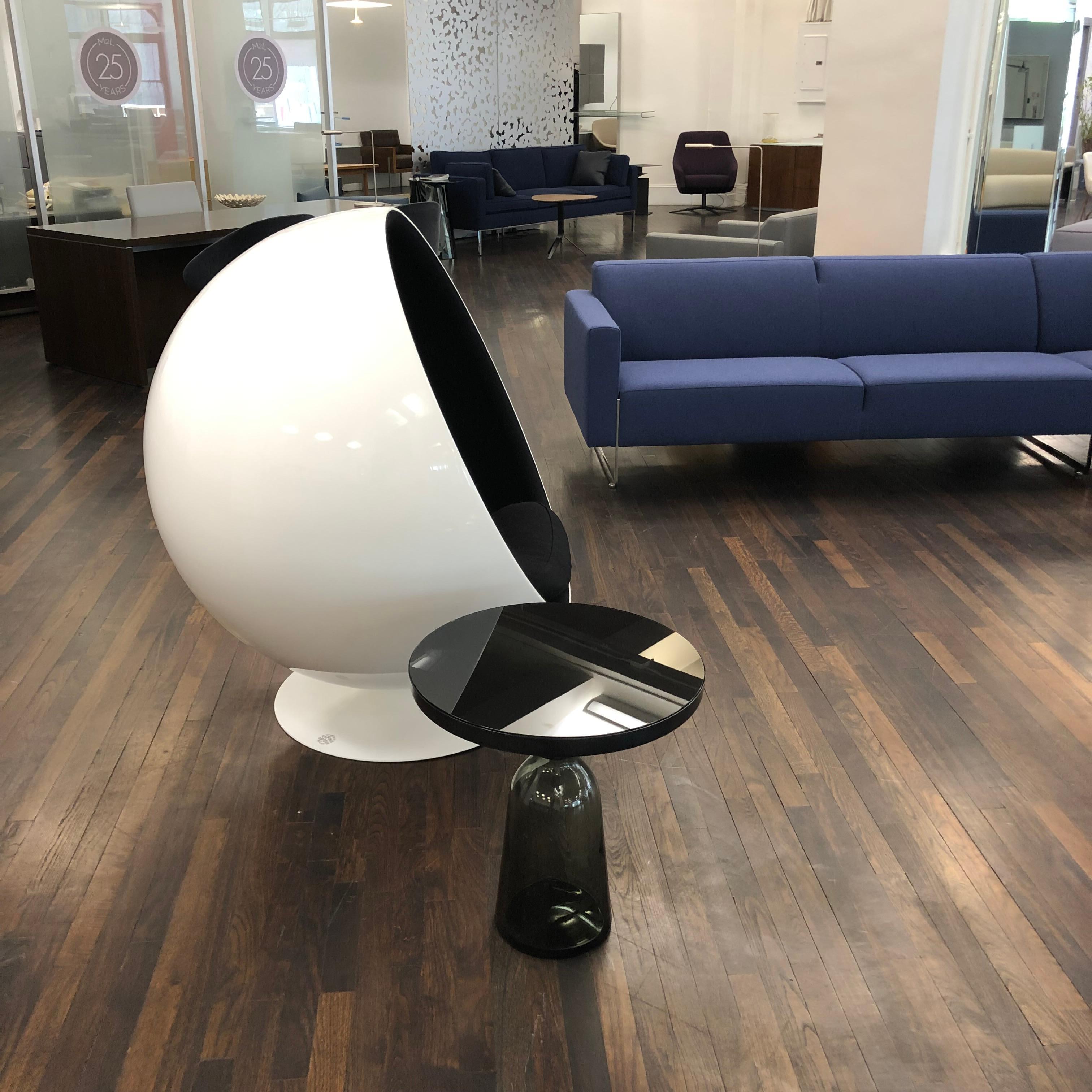 Iconic Eero Aarnio Black and White Swivel Ball Lounge Chair - In Stock 5