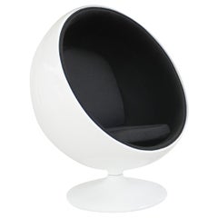 Eero Aarnio Iconic Black and White Swivel Ball Lounge Chair