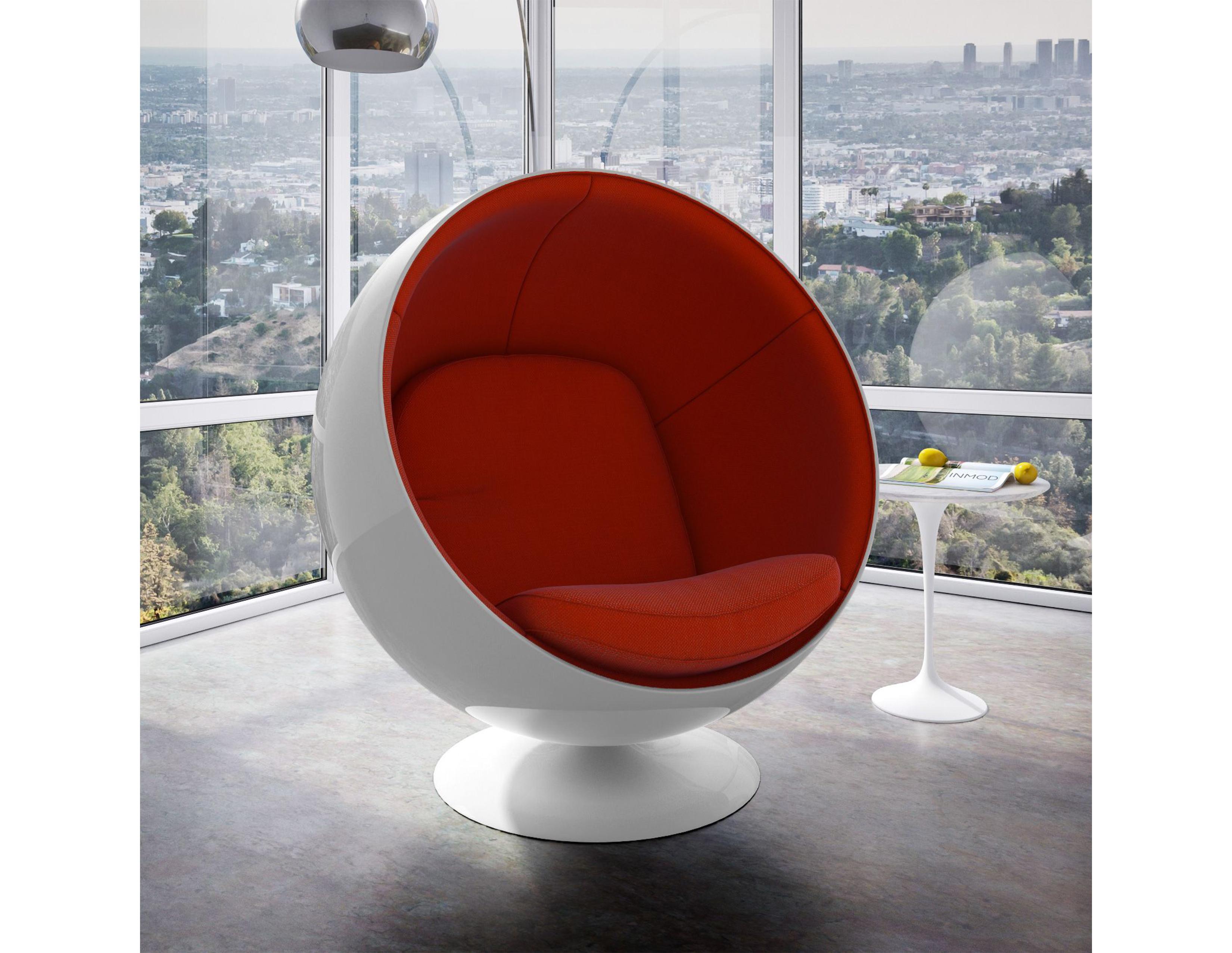 Fabric Iconic Eero Aarnio Blue Swivel Ball Lounge Chair For Sale