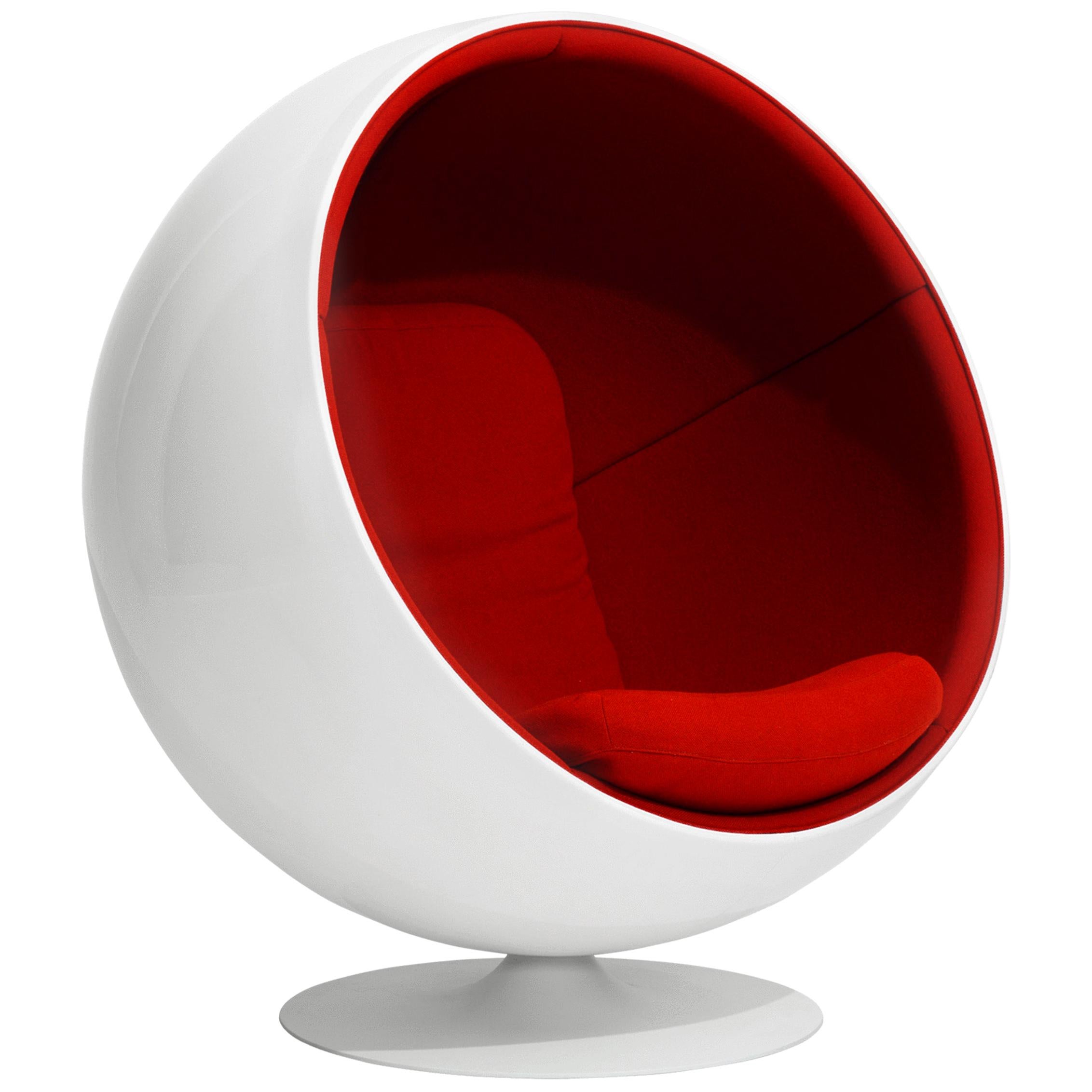 Iconic Eero Aarnio Red Swivel Ball Lounge Chair