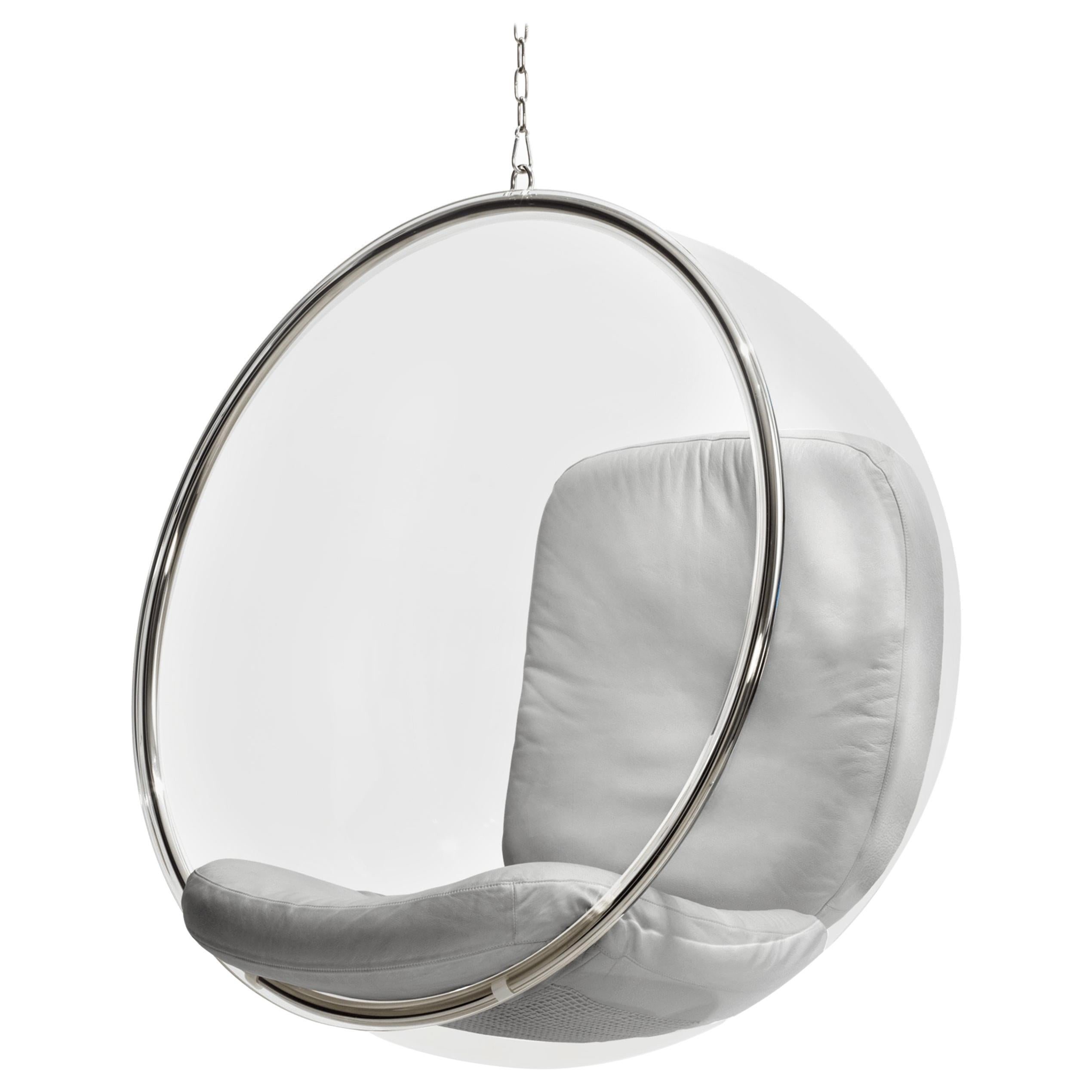 Iconic Eero Aarnio White Leather Bubble Chair