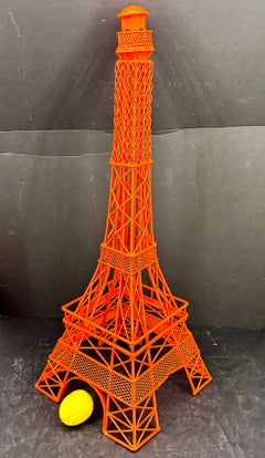 Iconic Eiffel Tower Iron Replica Statue, Powder-Coated in Orange