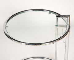 Iconic Eileen Gray E1027 Adjustable Round Chrome and Glass Side Table