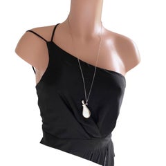 Elsa Peretti for Halston Perfume Bottle Pendant Necklace Sterling Chain