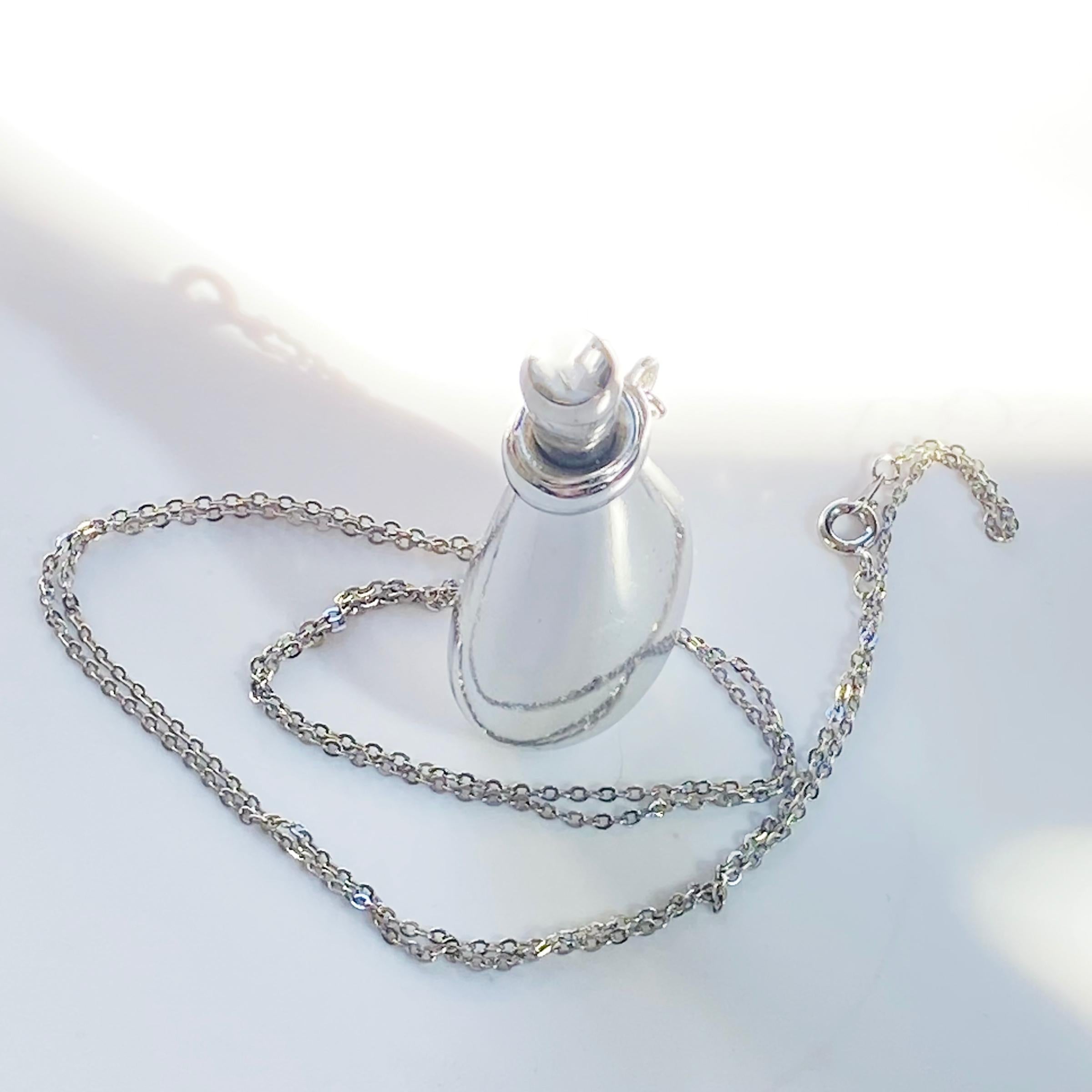 Moderniste Elsa Peretti for Halston Perfume Bottle Pendant Necklace Sterling Chain