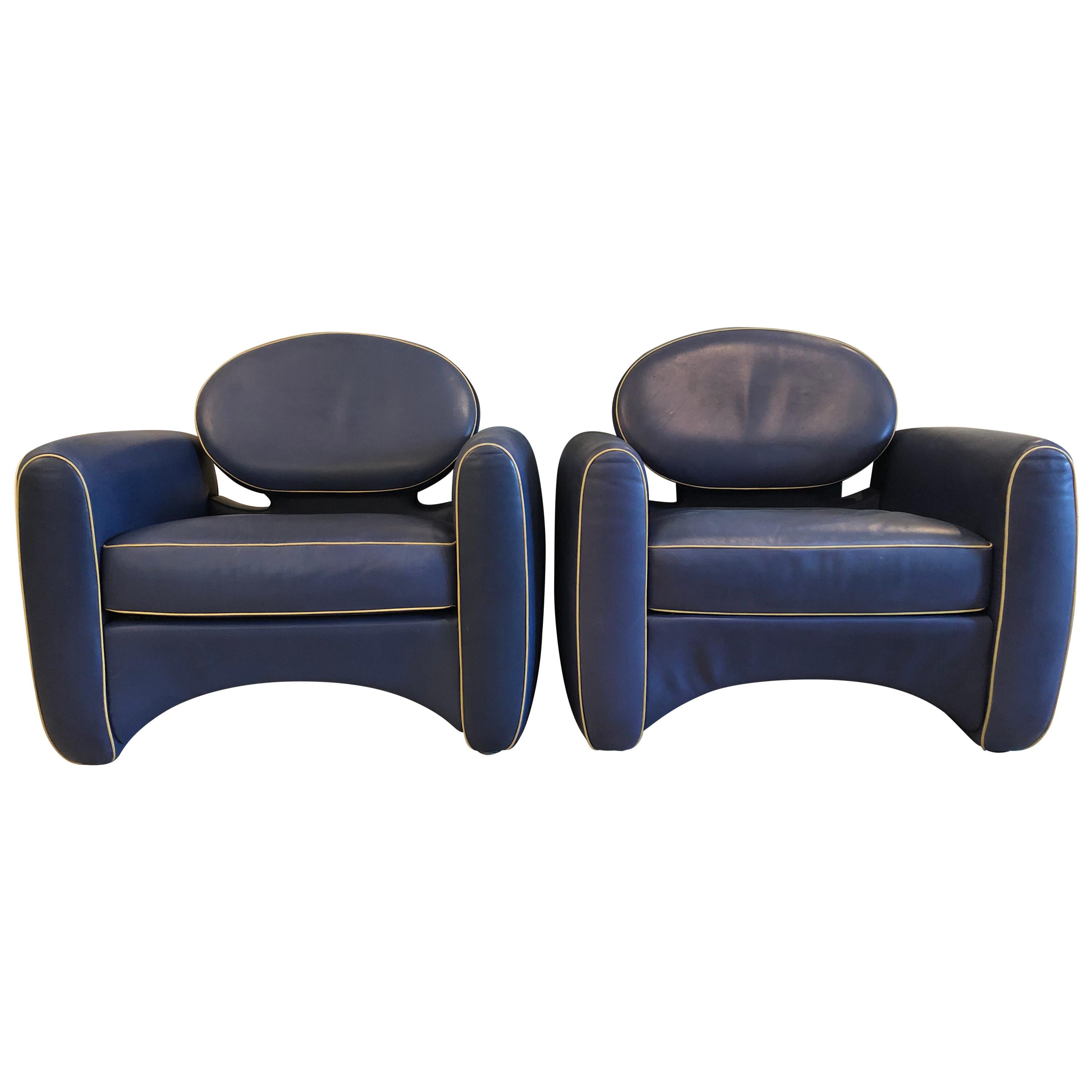De Sede Emiel Veranneman Mid-Century Modern Pair of Osaka Leather Club Chairs 